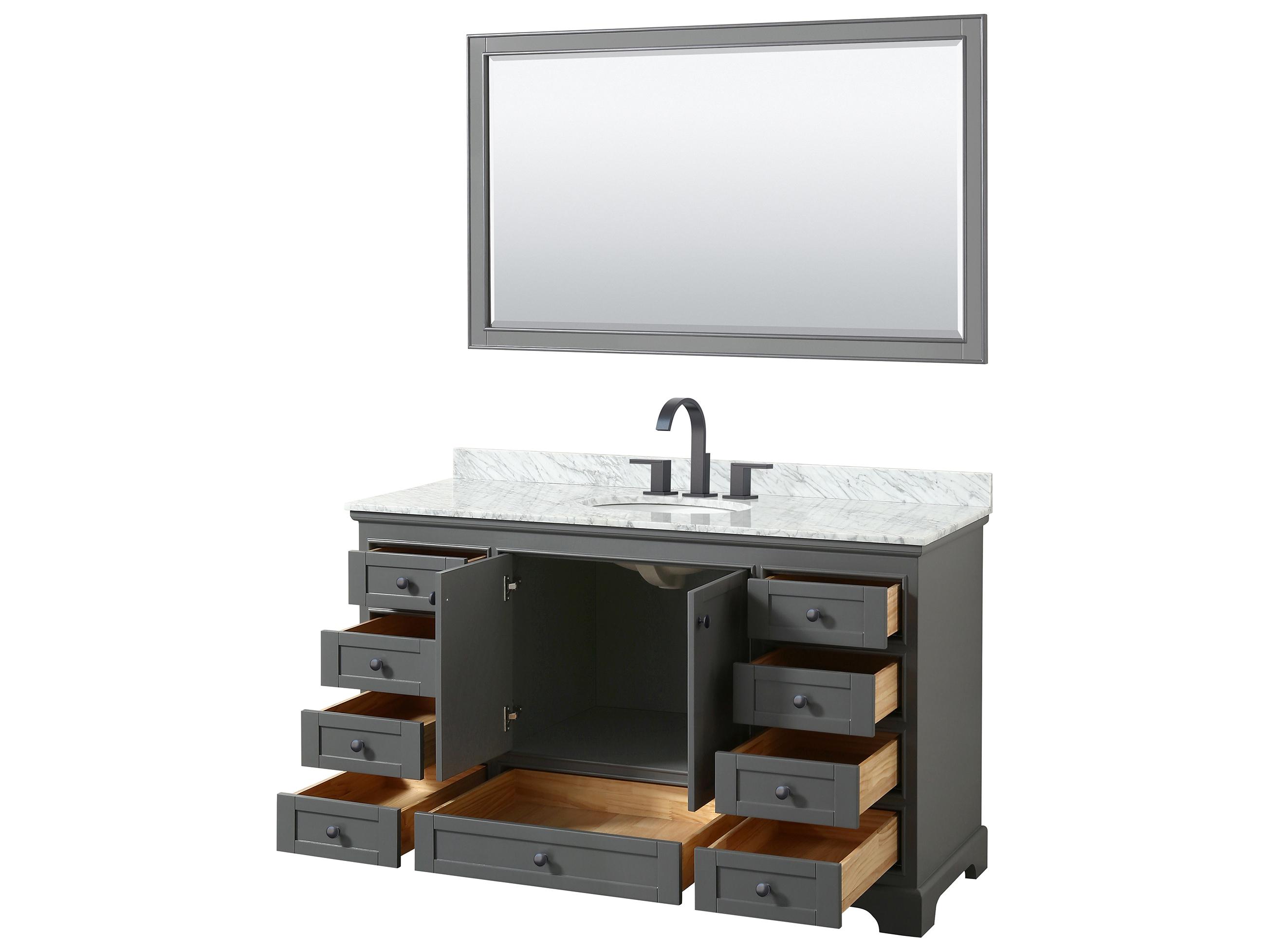Wyndham Collection Deborah 60" Dark Gray Vanity with 58" Mirror
