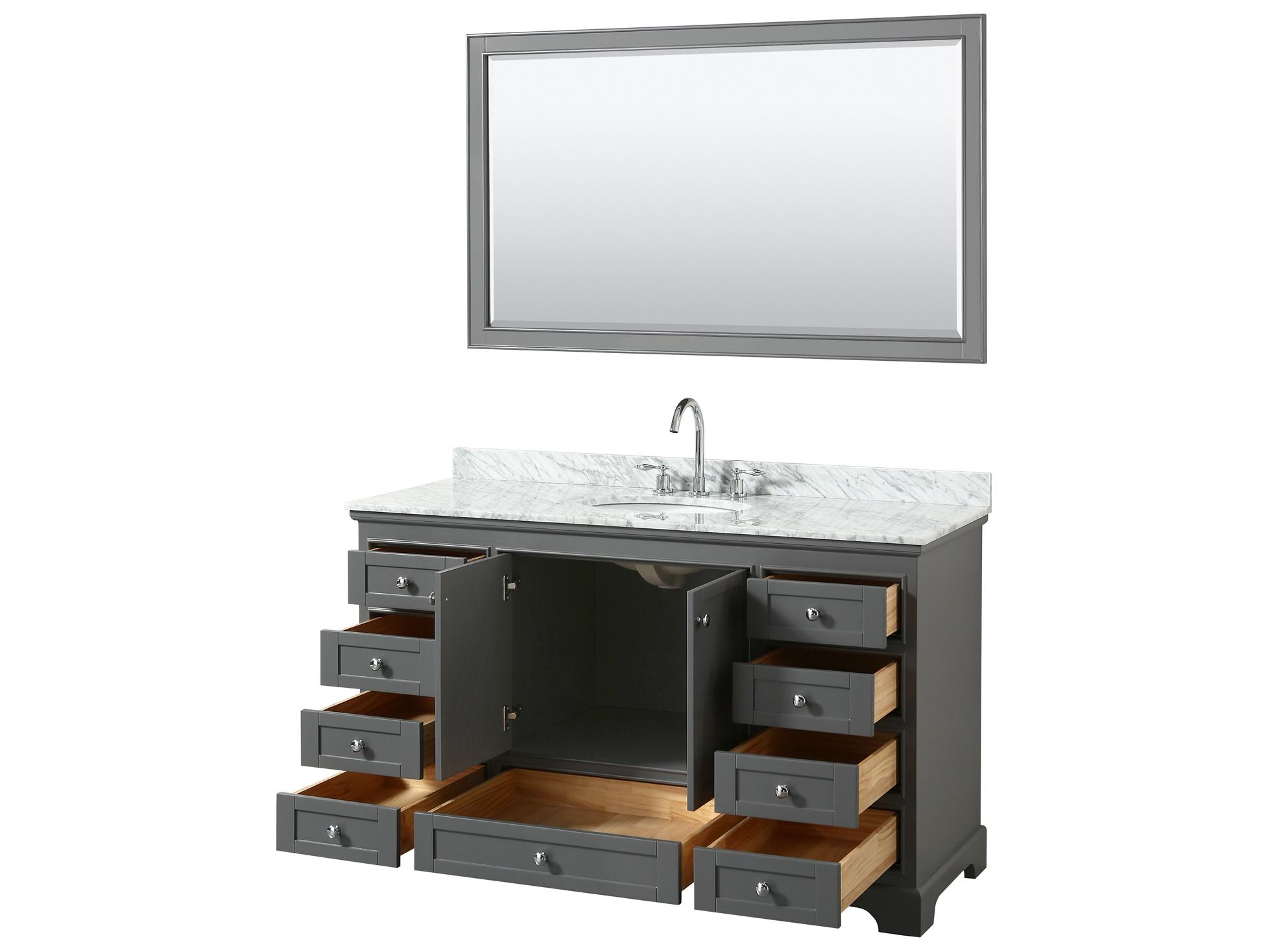 Wyndham Collection Deborah 60" Dark Gray Vanity with 58" Mirror
