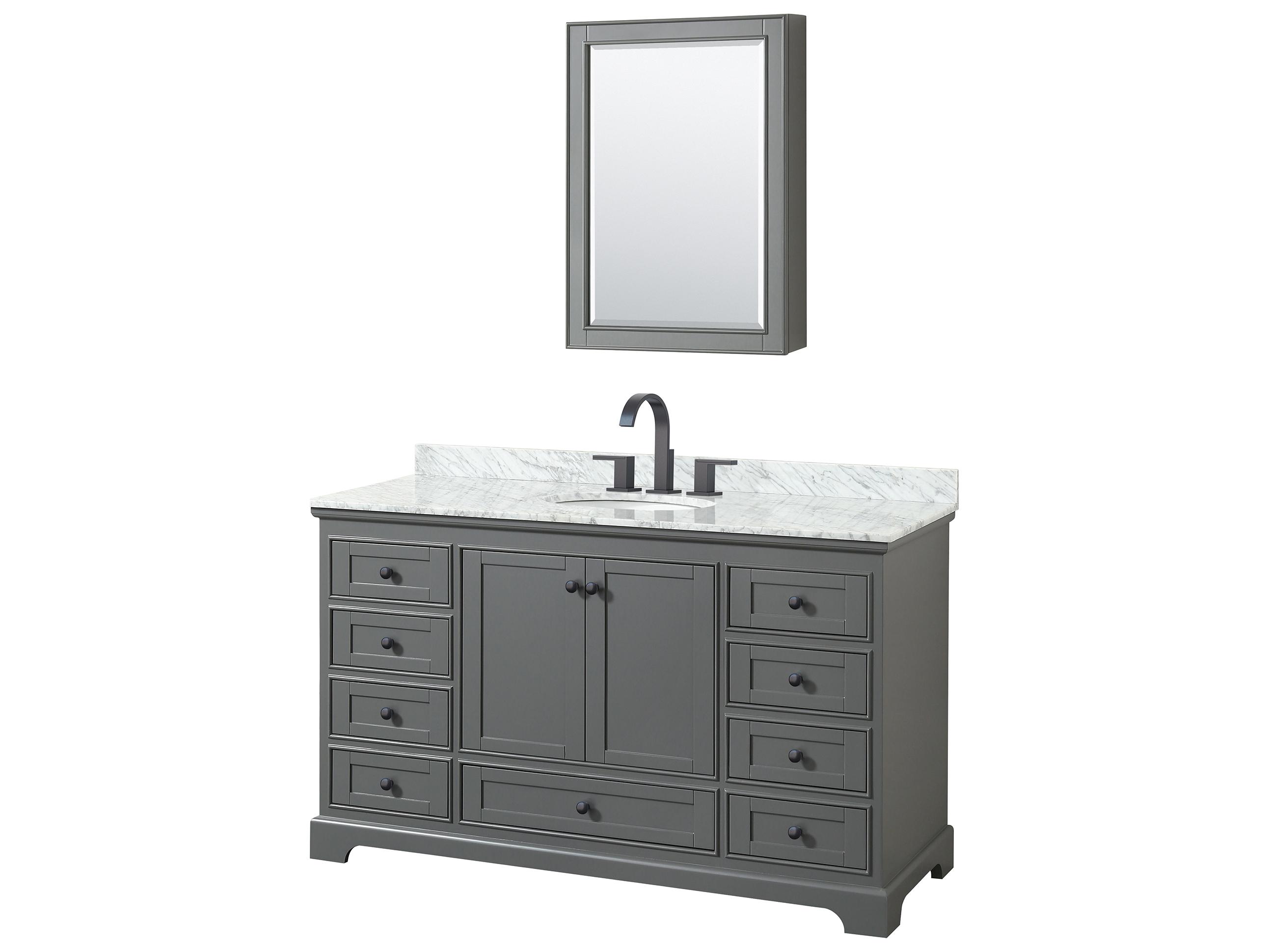Wyndham Collection Deborah 60" Dark Gray Vanity with Medicine Cabinet
