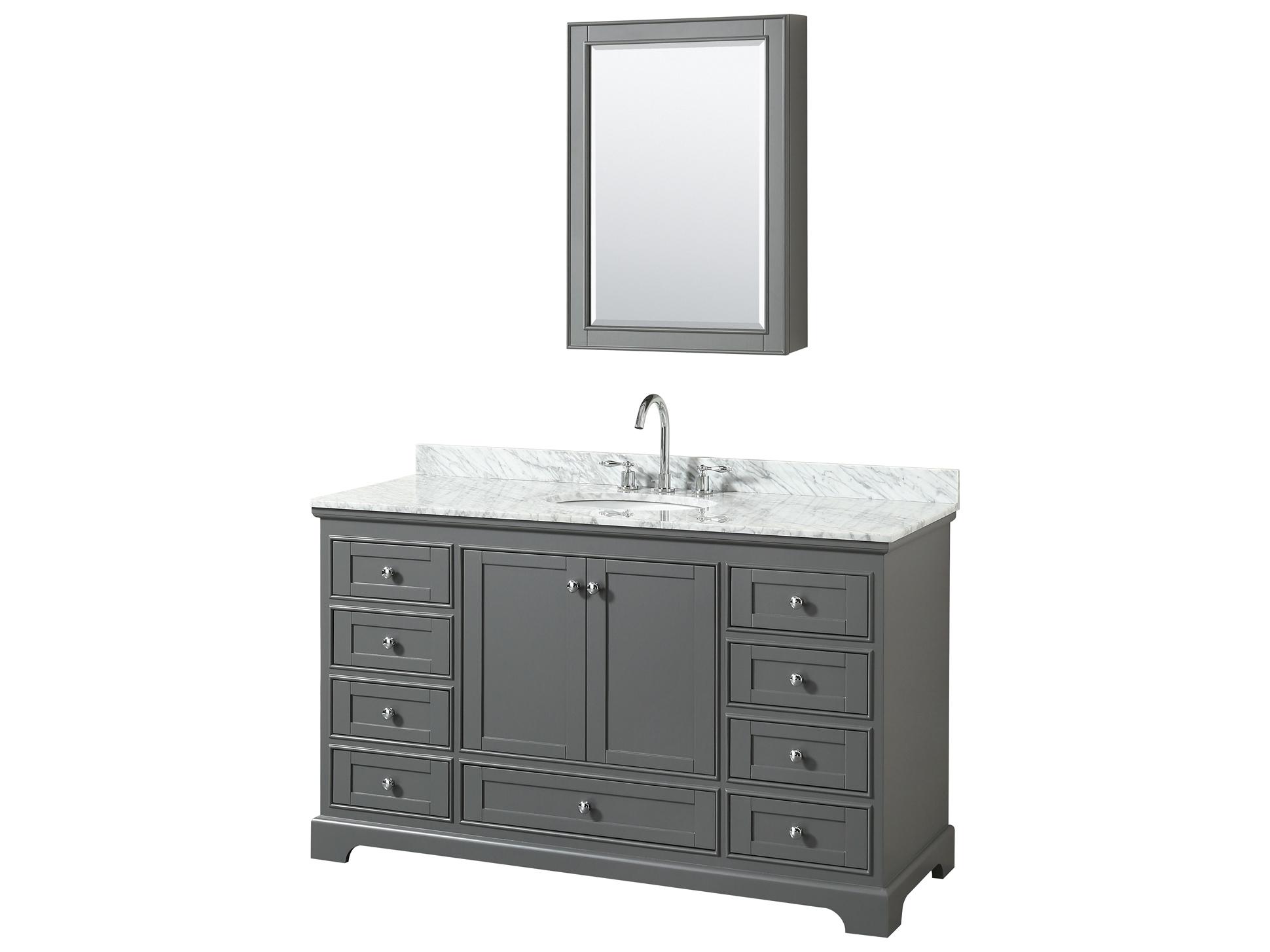 Wyndham Collection Deborah 60" Dark Gray Vanity with Medicine Cabinet