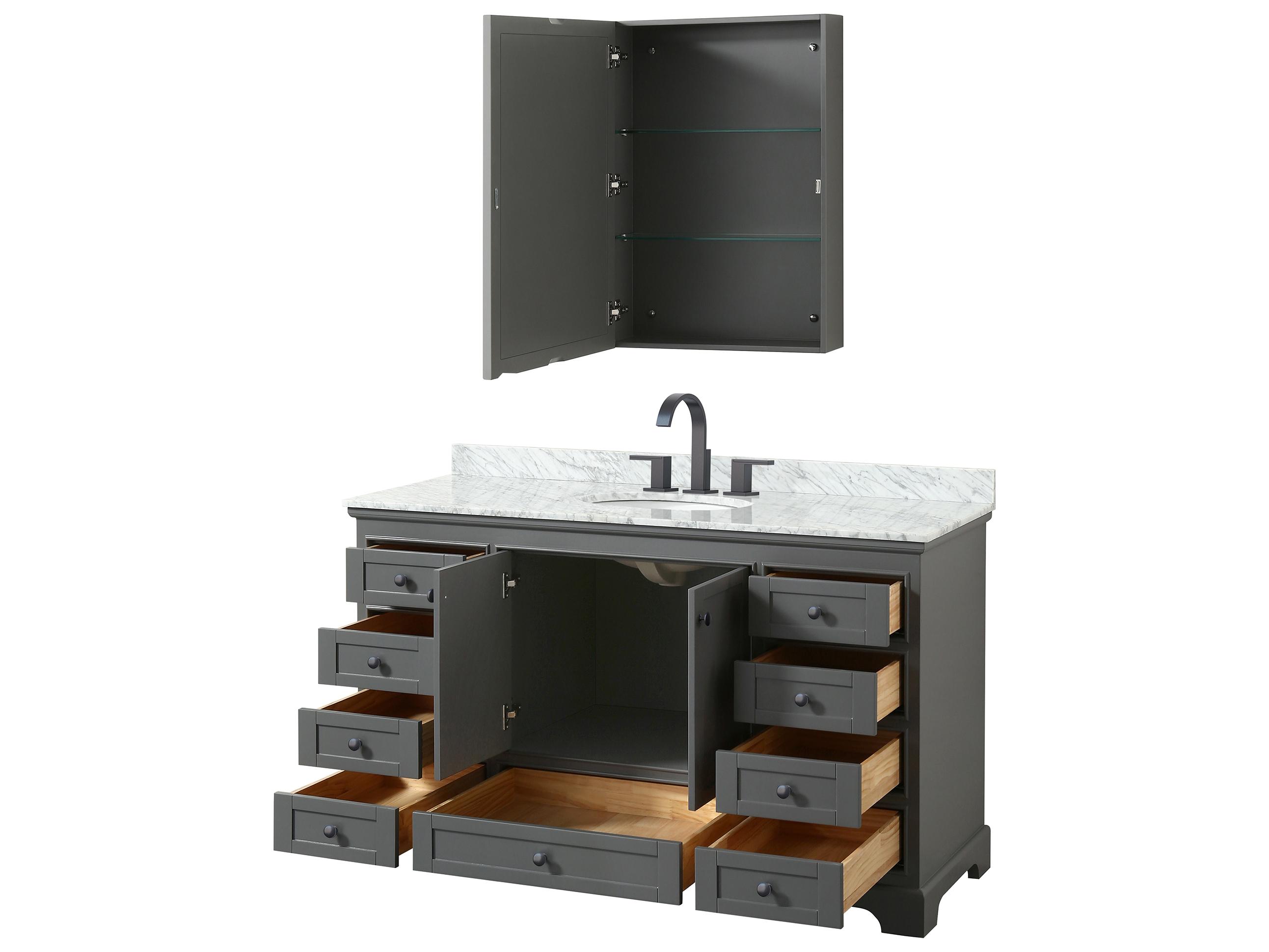 Wyndham Collection Deborah 60" Dark Gray Vanity with Medicine Cabinet