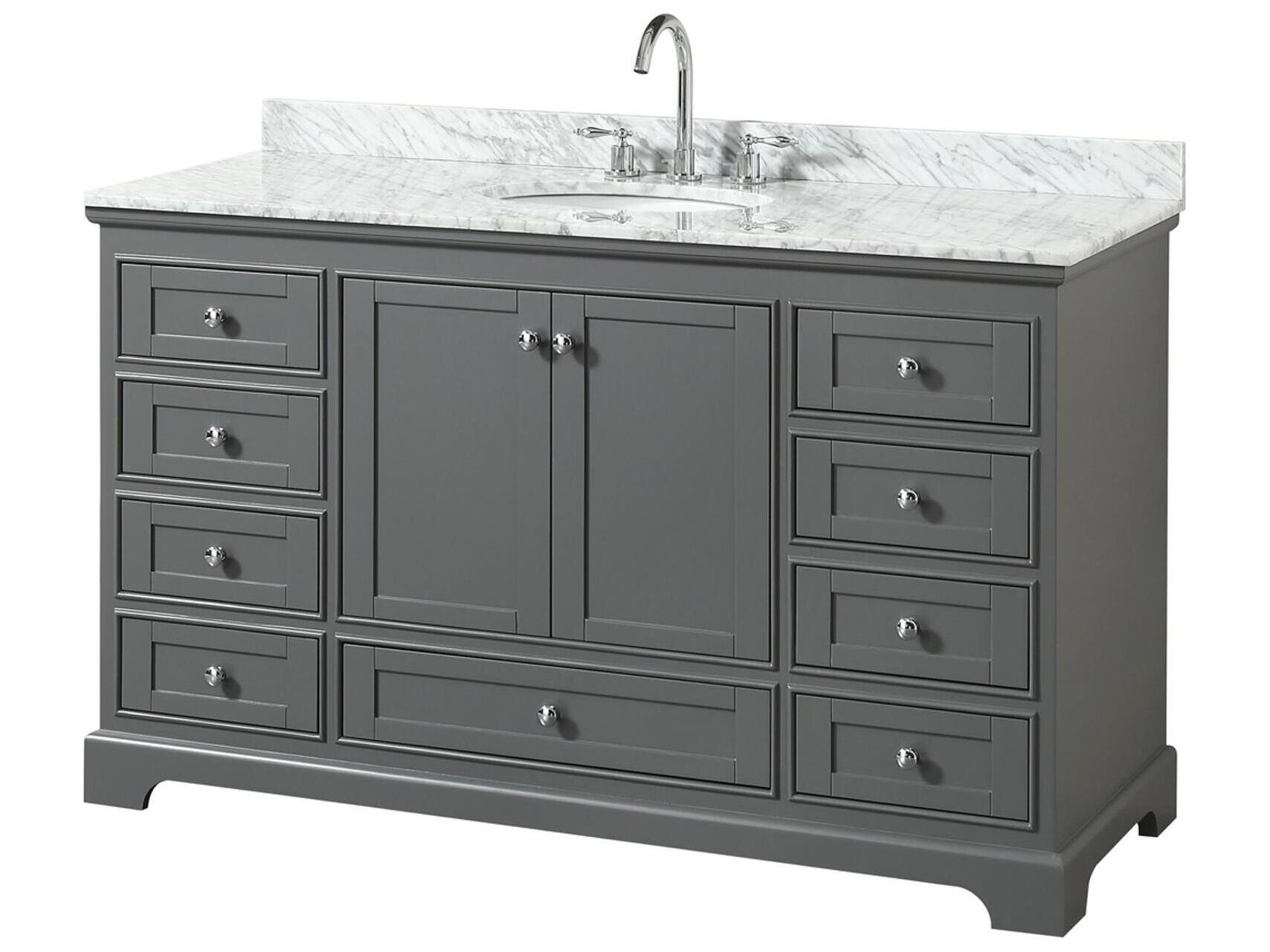 Wyndham Collection Deborah 60" Dark Gray Vanity