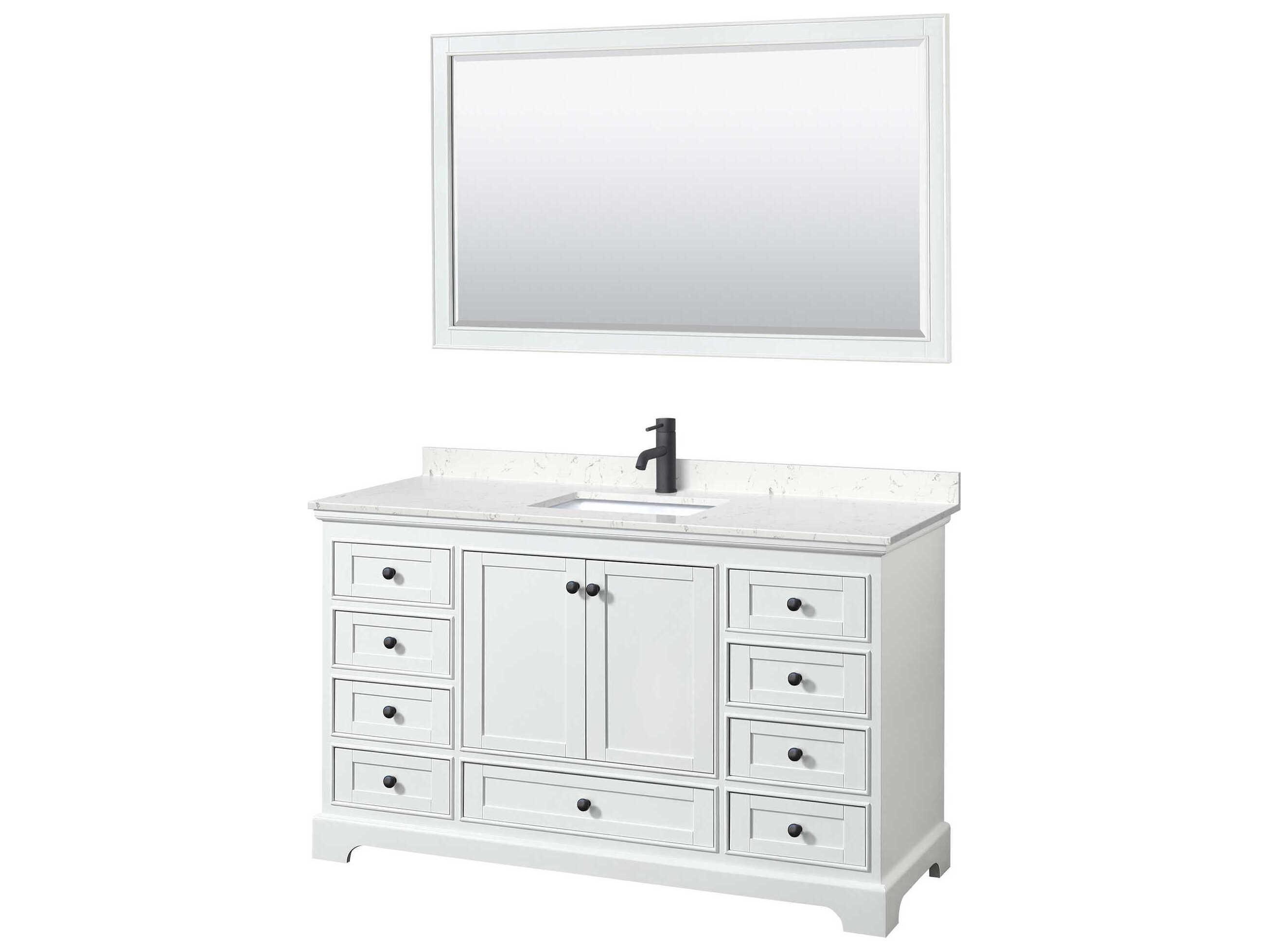 Wyndham Collection Deborah 60" White Vanity with 58" Mirror