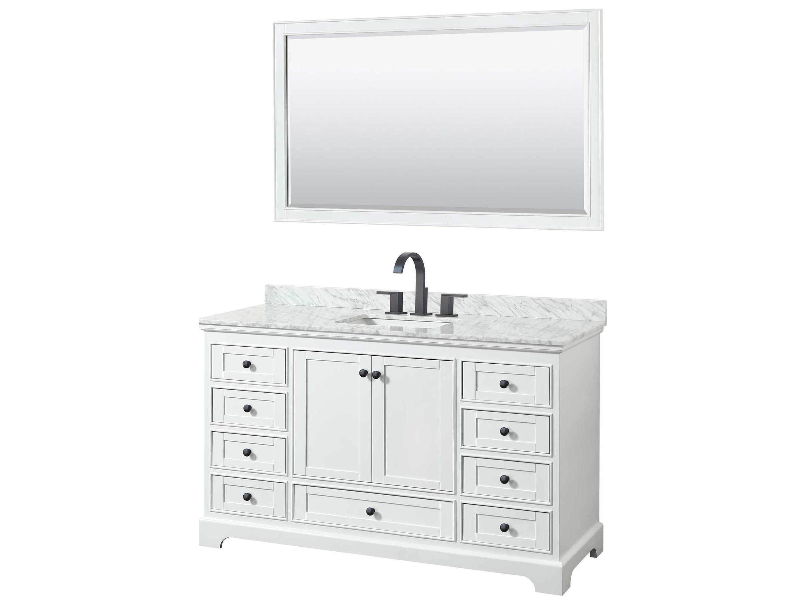 Wyndham Collection Deborah 60" White Vanity with 58" Mirror