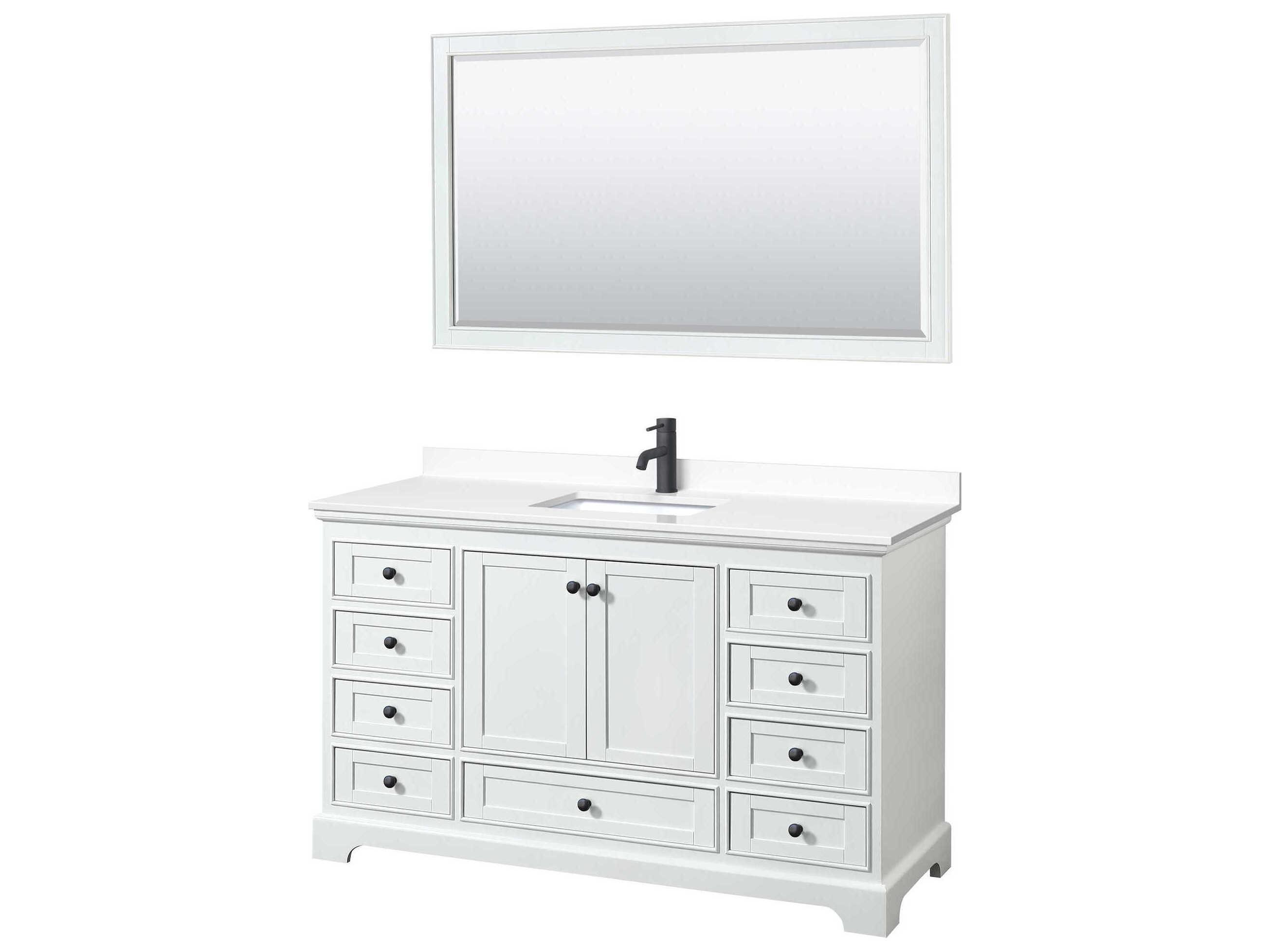 Wyndham Collection Deborah 60" White Vanity with 58" Mirror