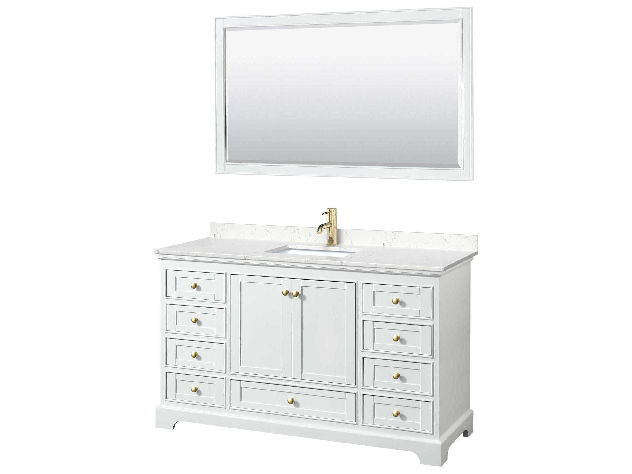 Wyndham Collection Deborah 60" White Vanity with 58" Mirror