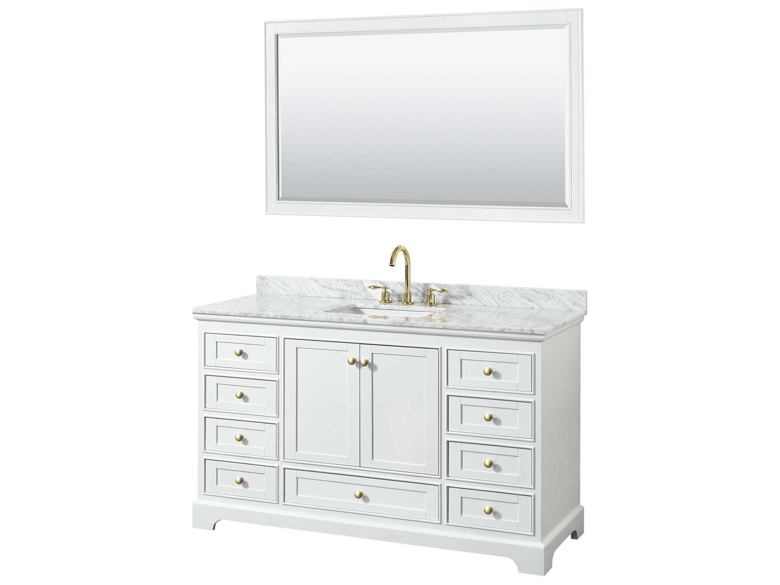 Wyndham Collection Deborah 60" White Vanity with 58" Mirror