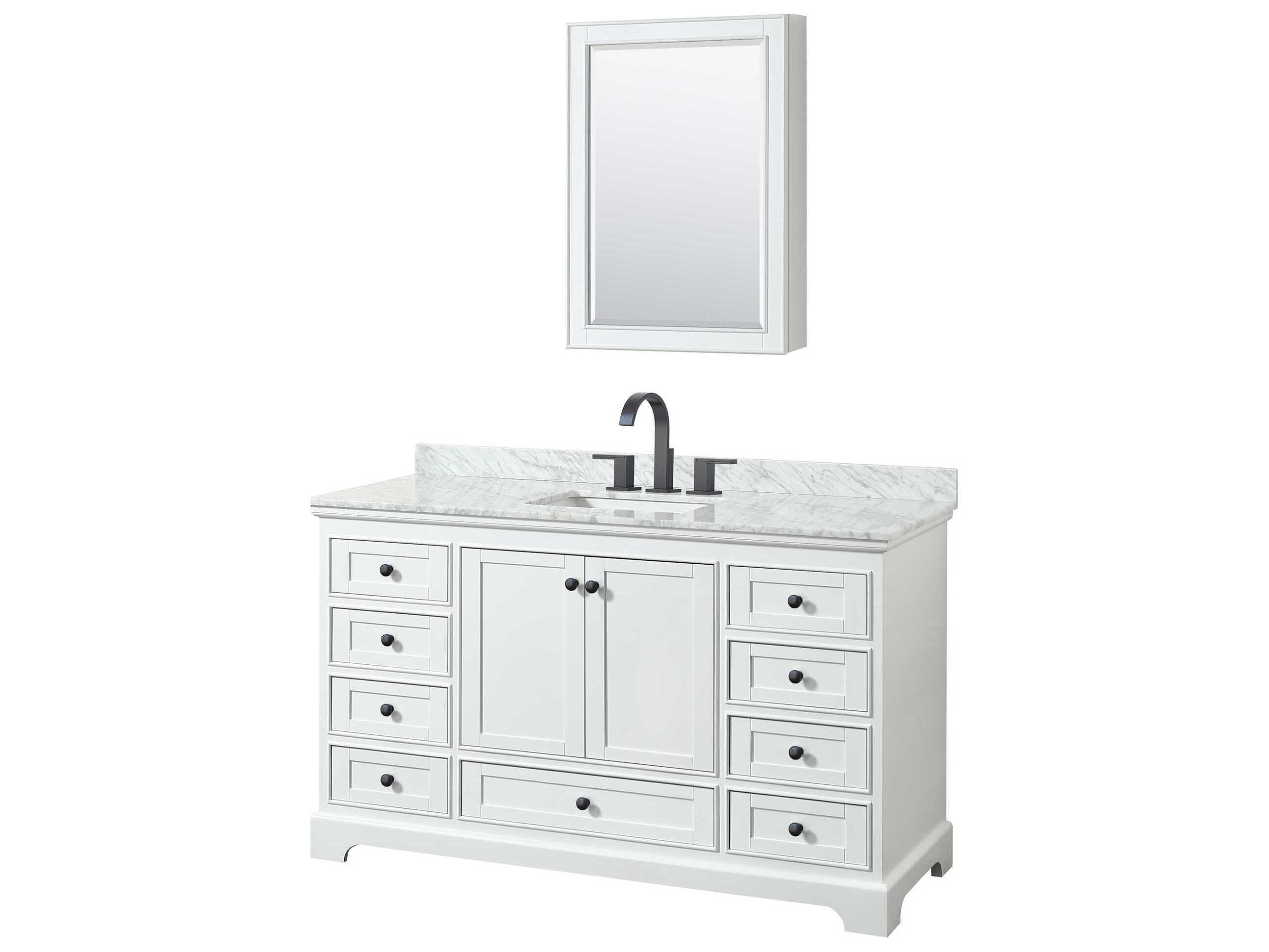 Wyndham Collection Deborah 60" White Vanity with Medicine Cabinet