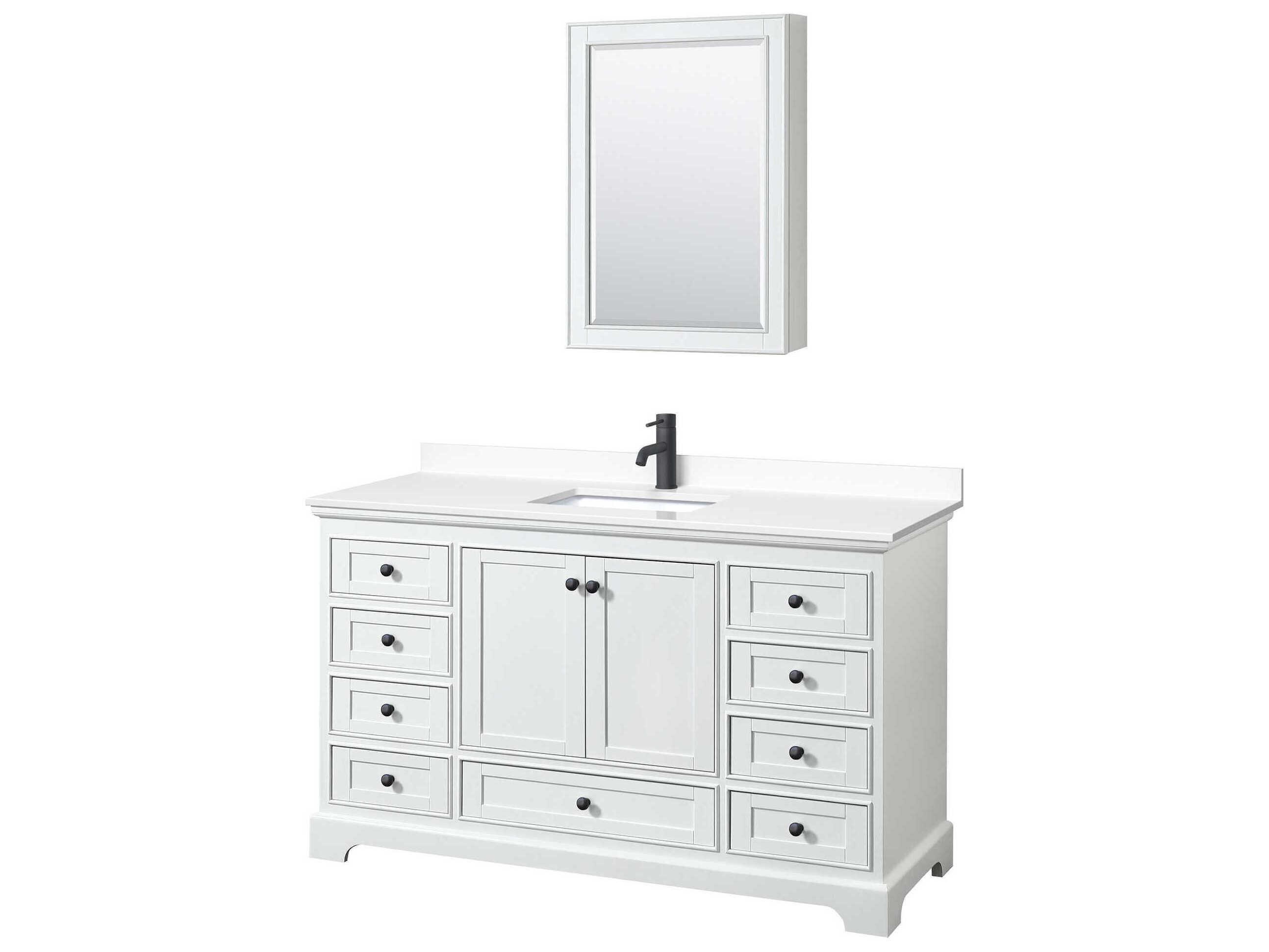 Wyndham Collection Deborah 60" White Vanity with Medicine Cabinet