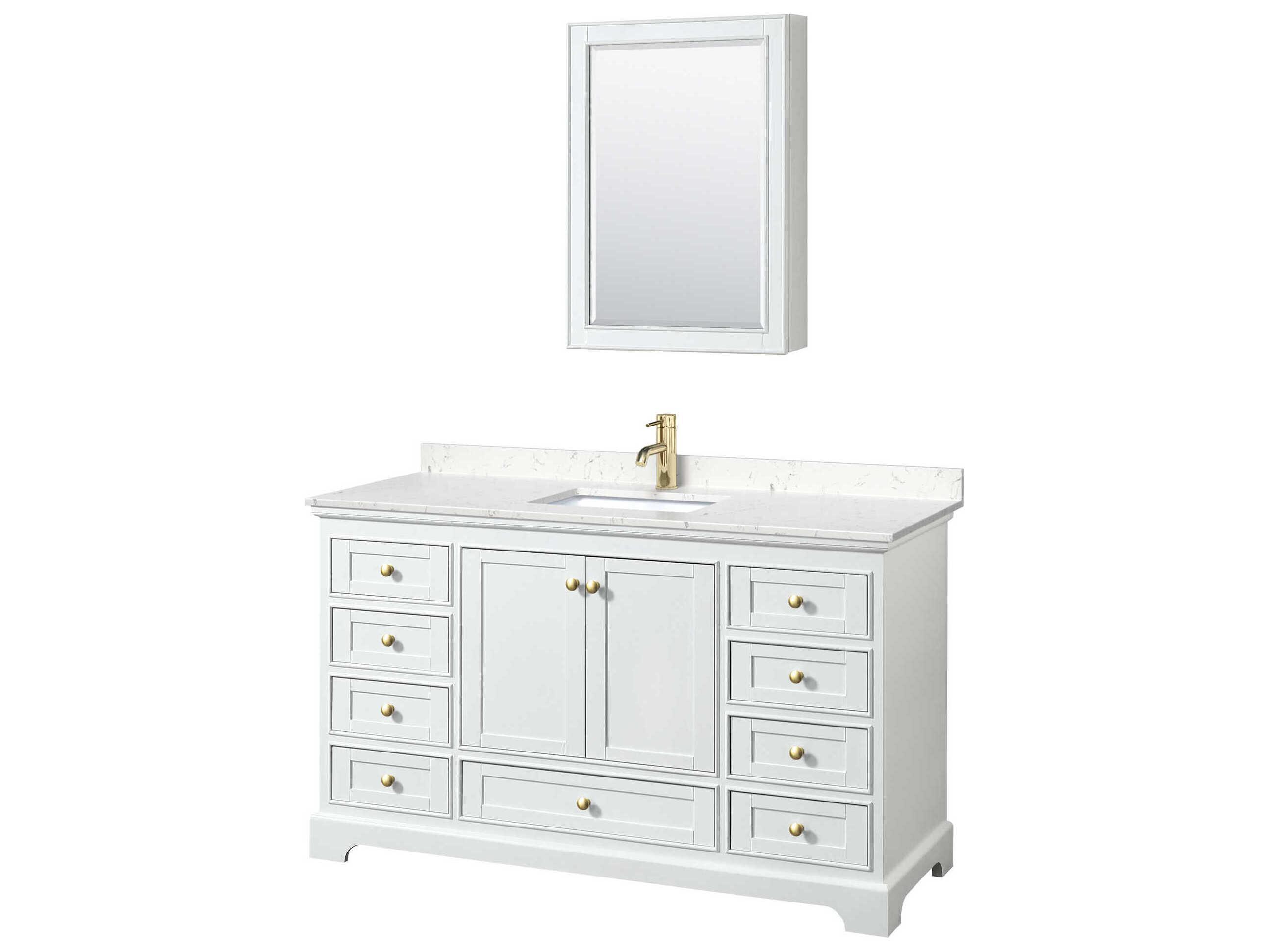 Wyndham Collection Deborah 60" White Vanity with Medicine Cabinet