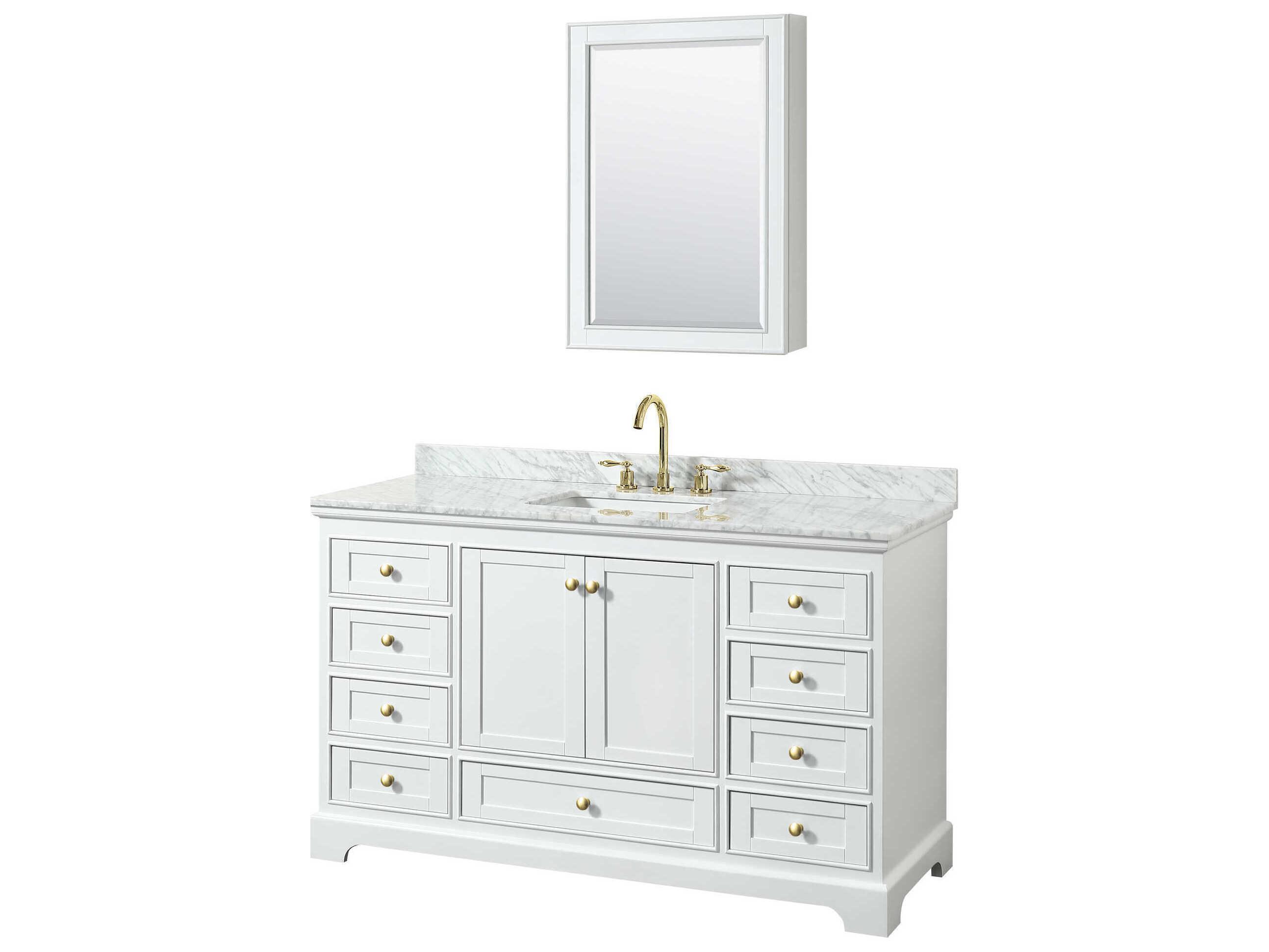 Wyndham Collection Deborah 60" White Vanity with Medicine Cabinet