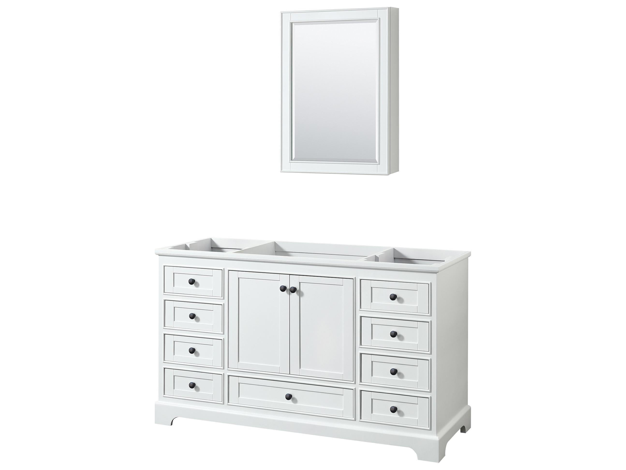 Wyndham Collection Deborah 59" White Vanity with Medicine Cabinet