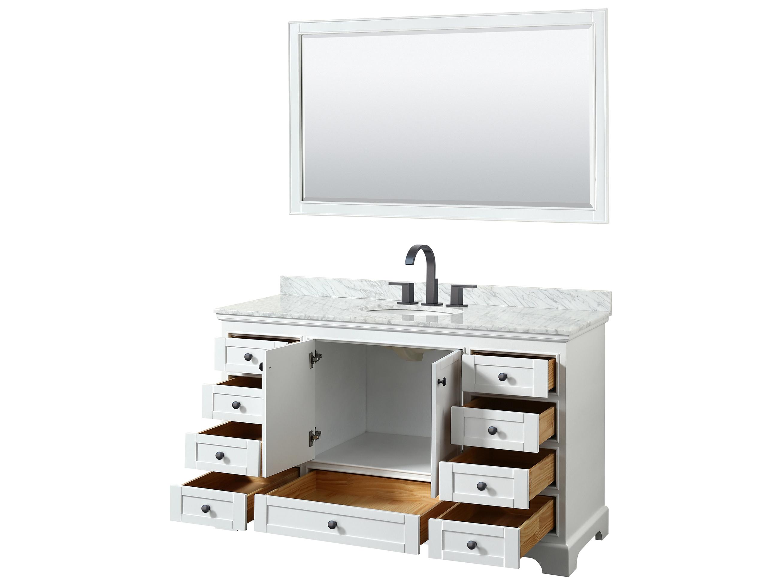 Wyndham Collection Deborah 60" White Vanity with 58" Mirror