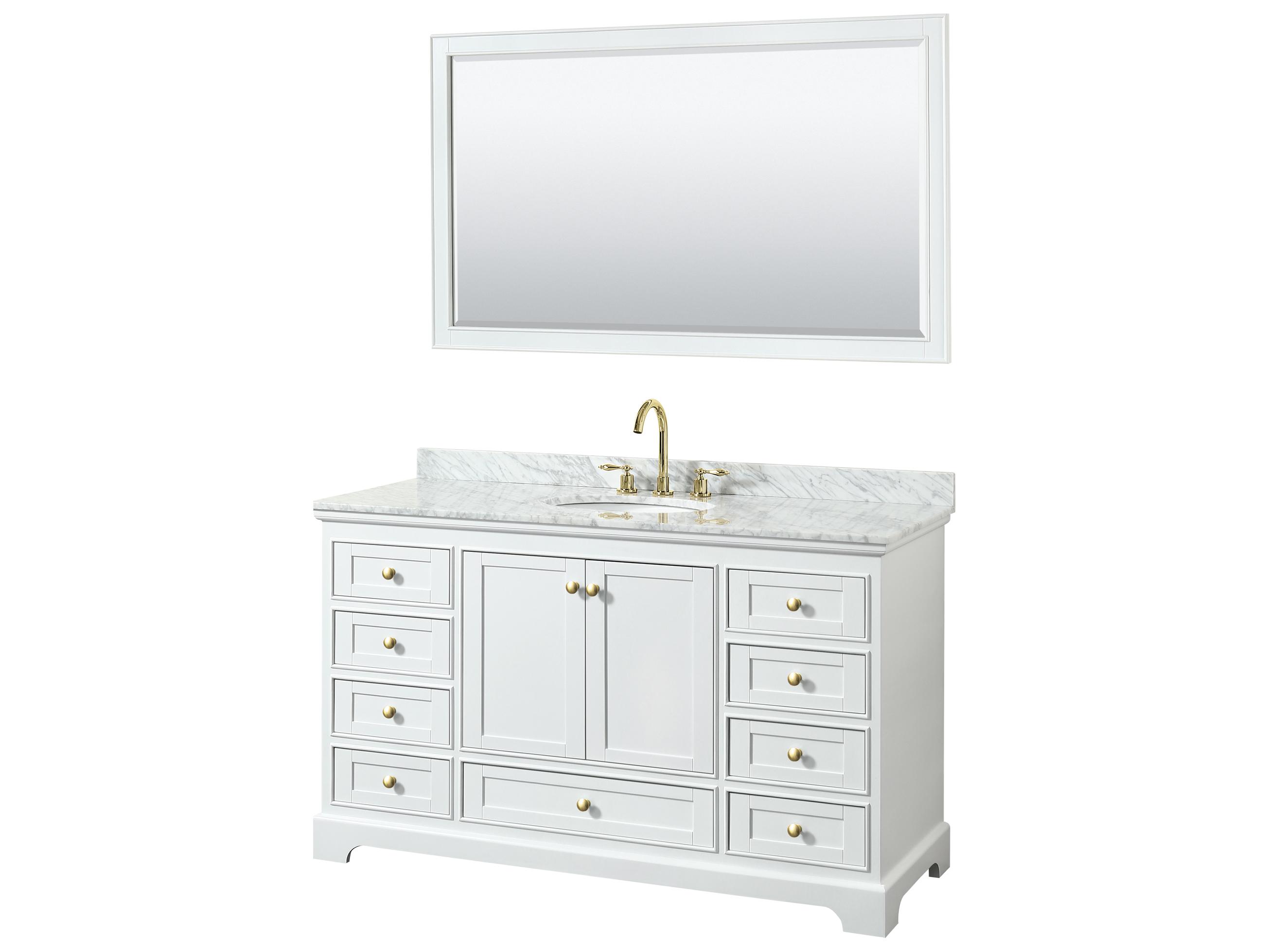 Wyndham Collection Deborah 60" White Vanity with 58" Mirror