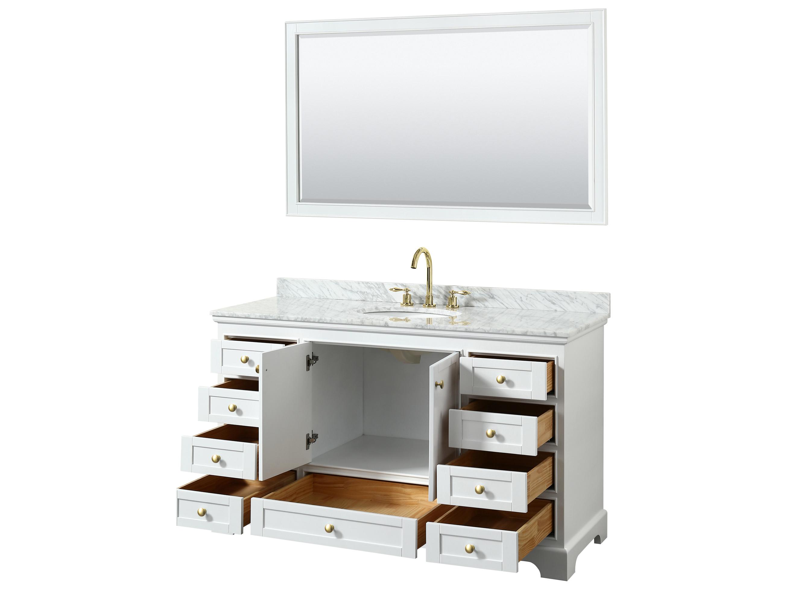 Wyndham Collection Deborah 60" White Vanity with 58" Mirror