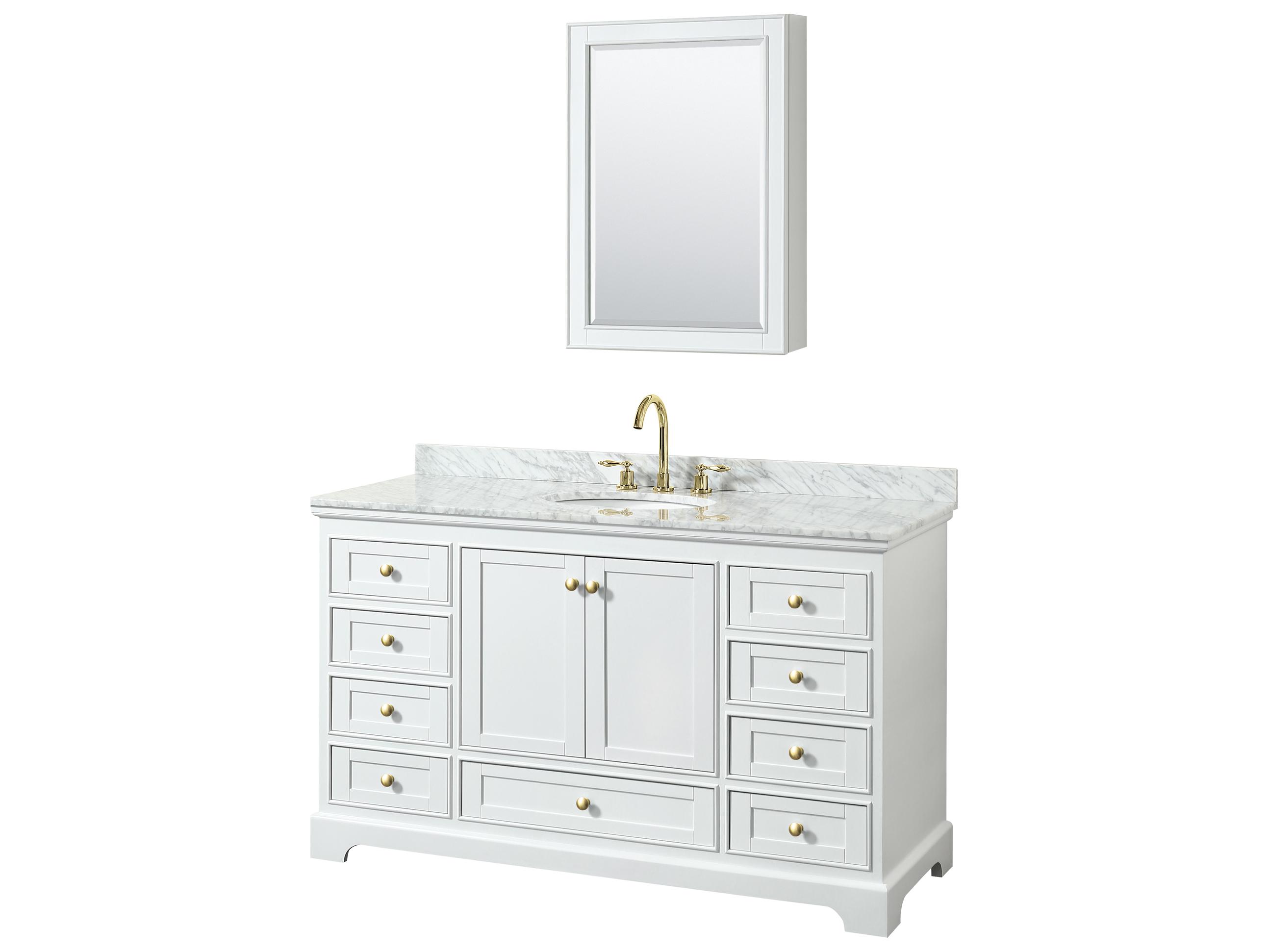 Wyndham Collection Deborah 60" White Vanity with Medicine Cabinet