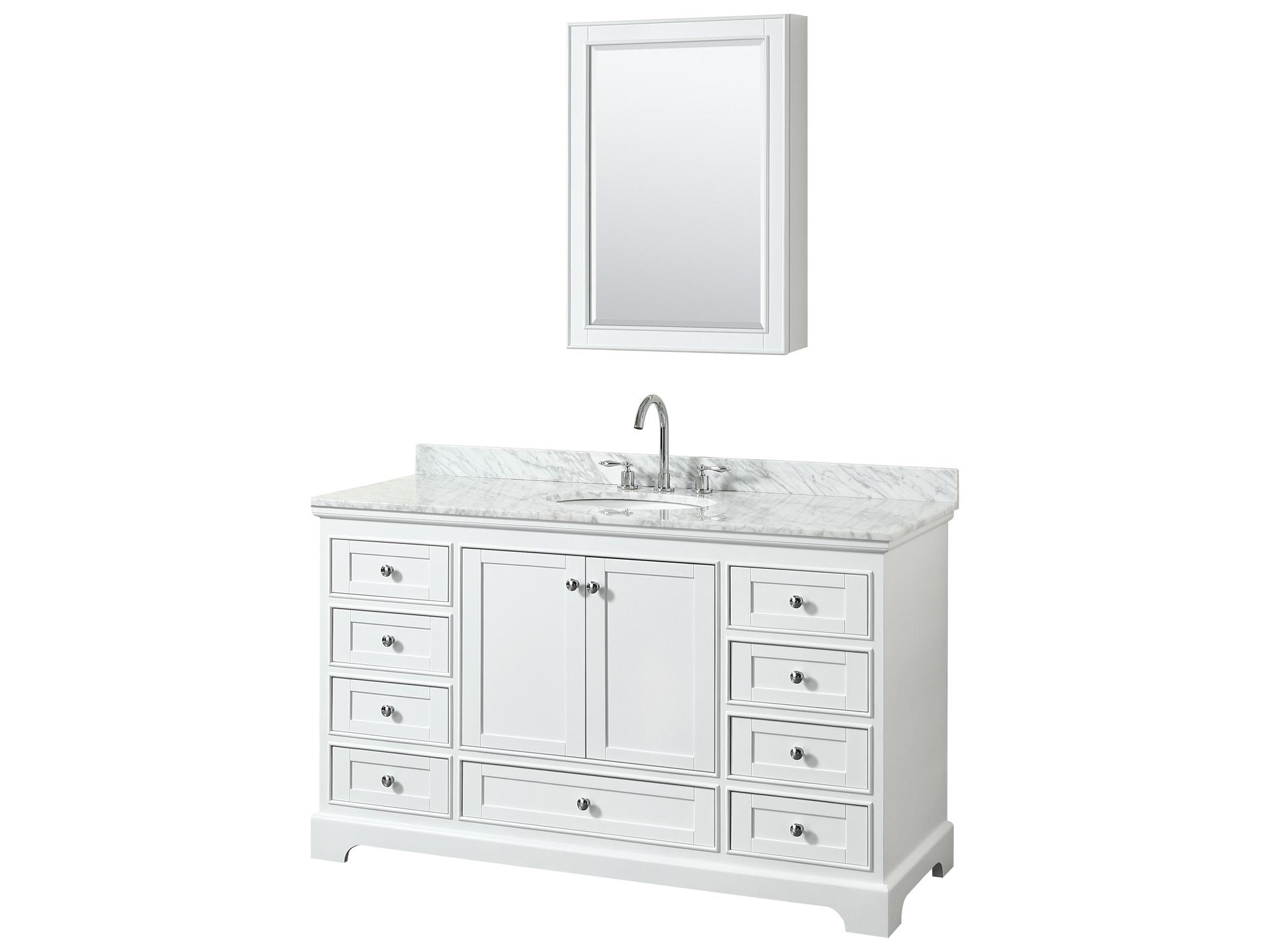 Wyndham Collection Deborah 60" White Vanity with Medicine Cabinet