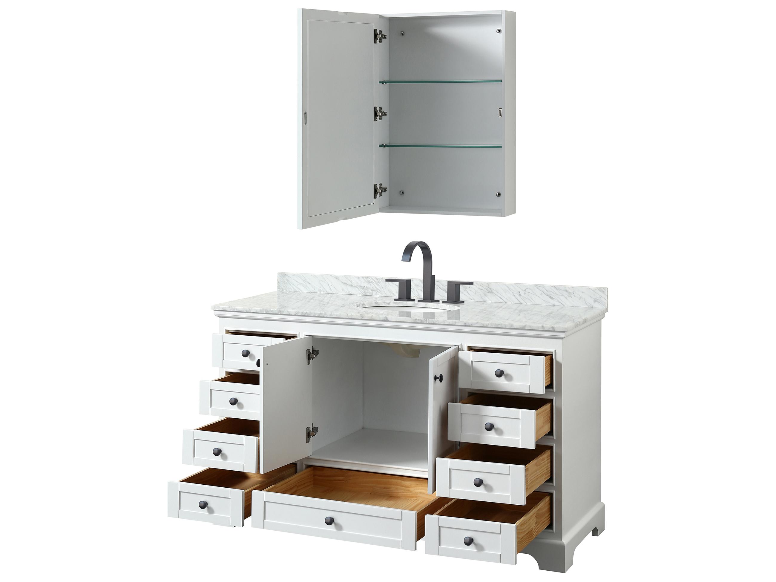 Wyndham Collection Deborah 60" White Vanity with Medicine Cabinet