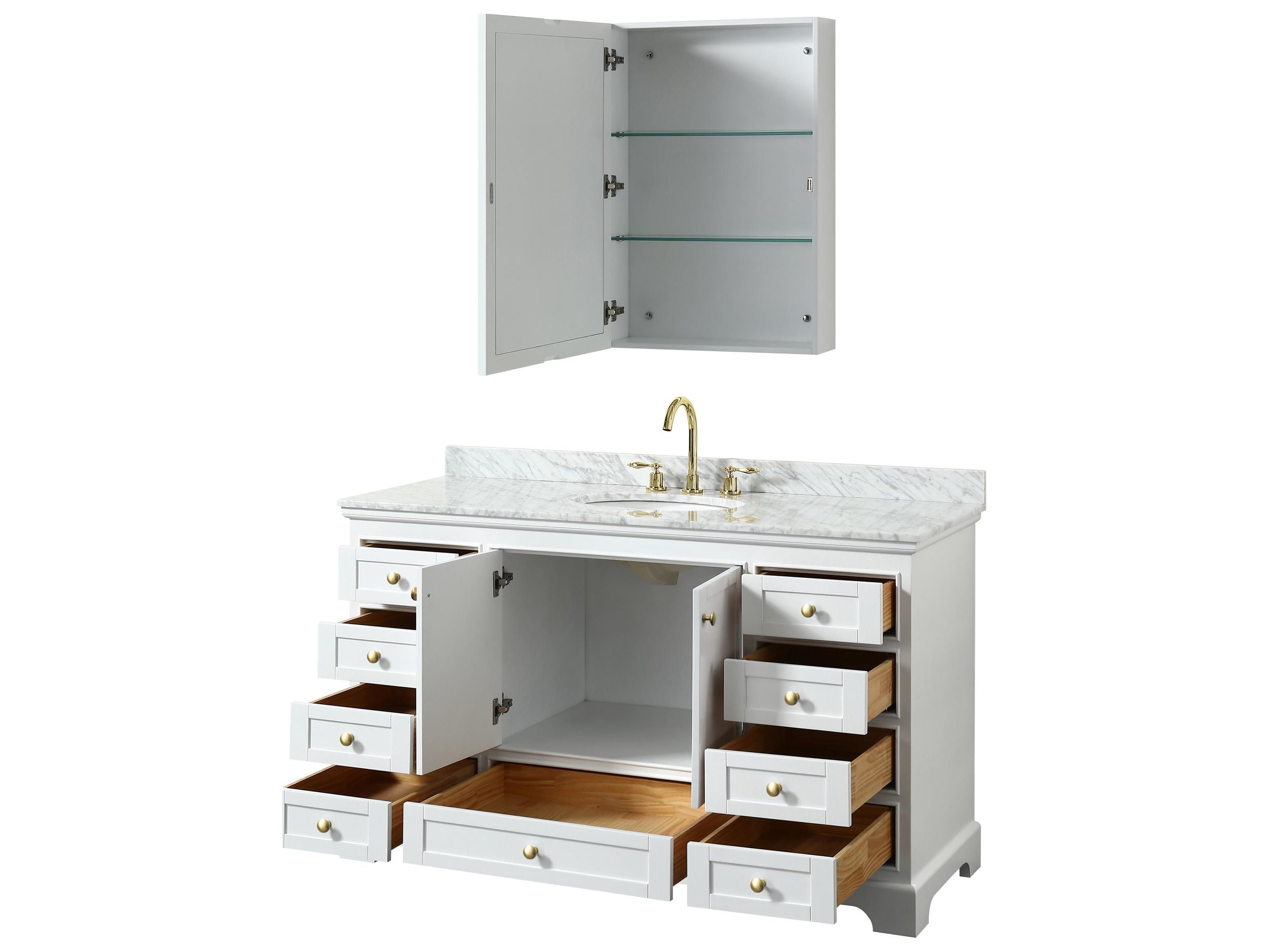Wyndham Collection Deborah 60" White Vanity with Medicine Cabinet