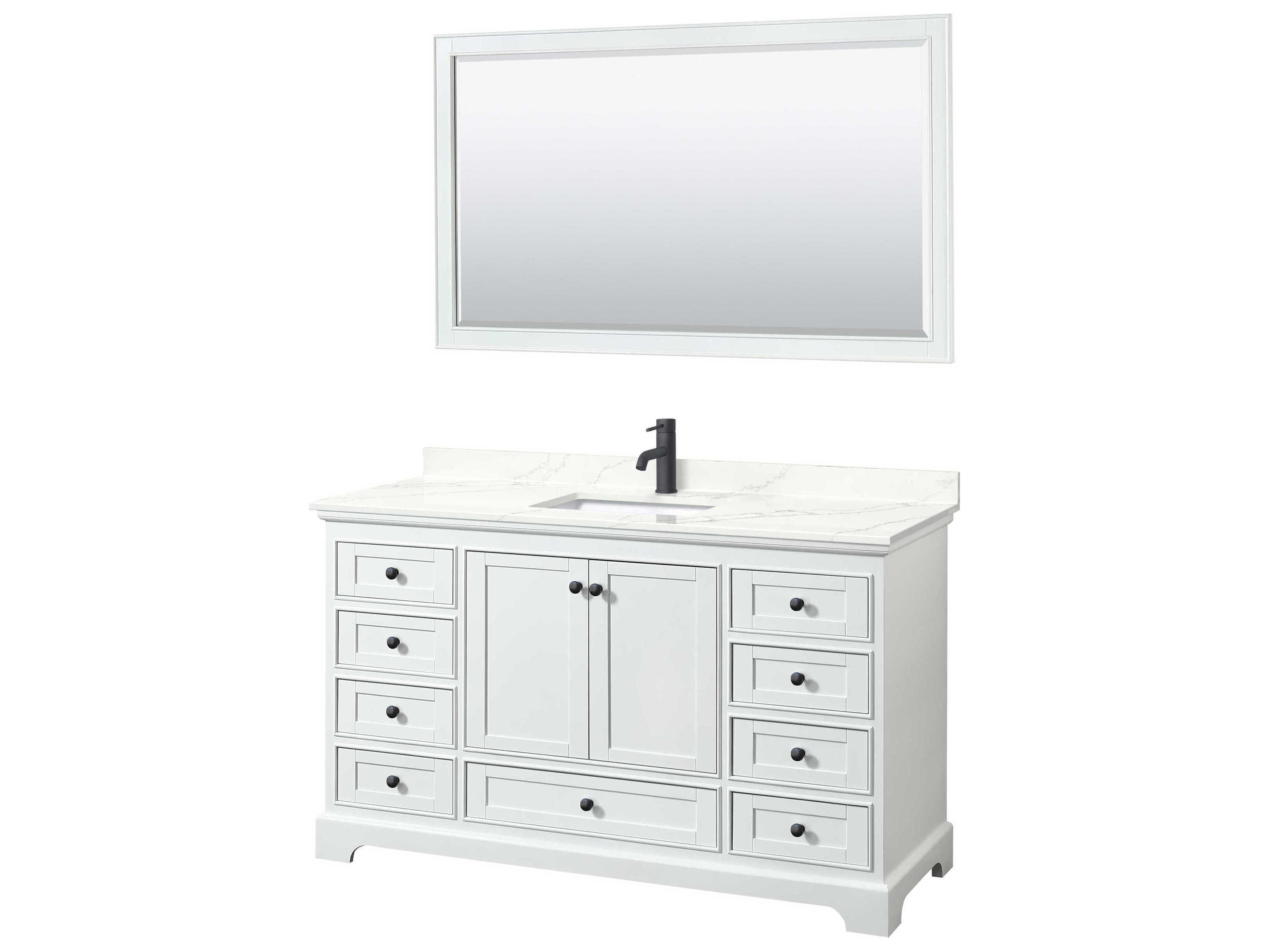 Wyndham Collection Deborah 60" White Vanity with 58" Mirror