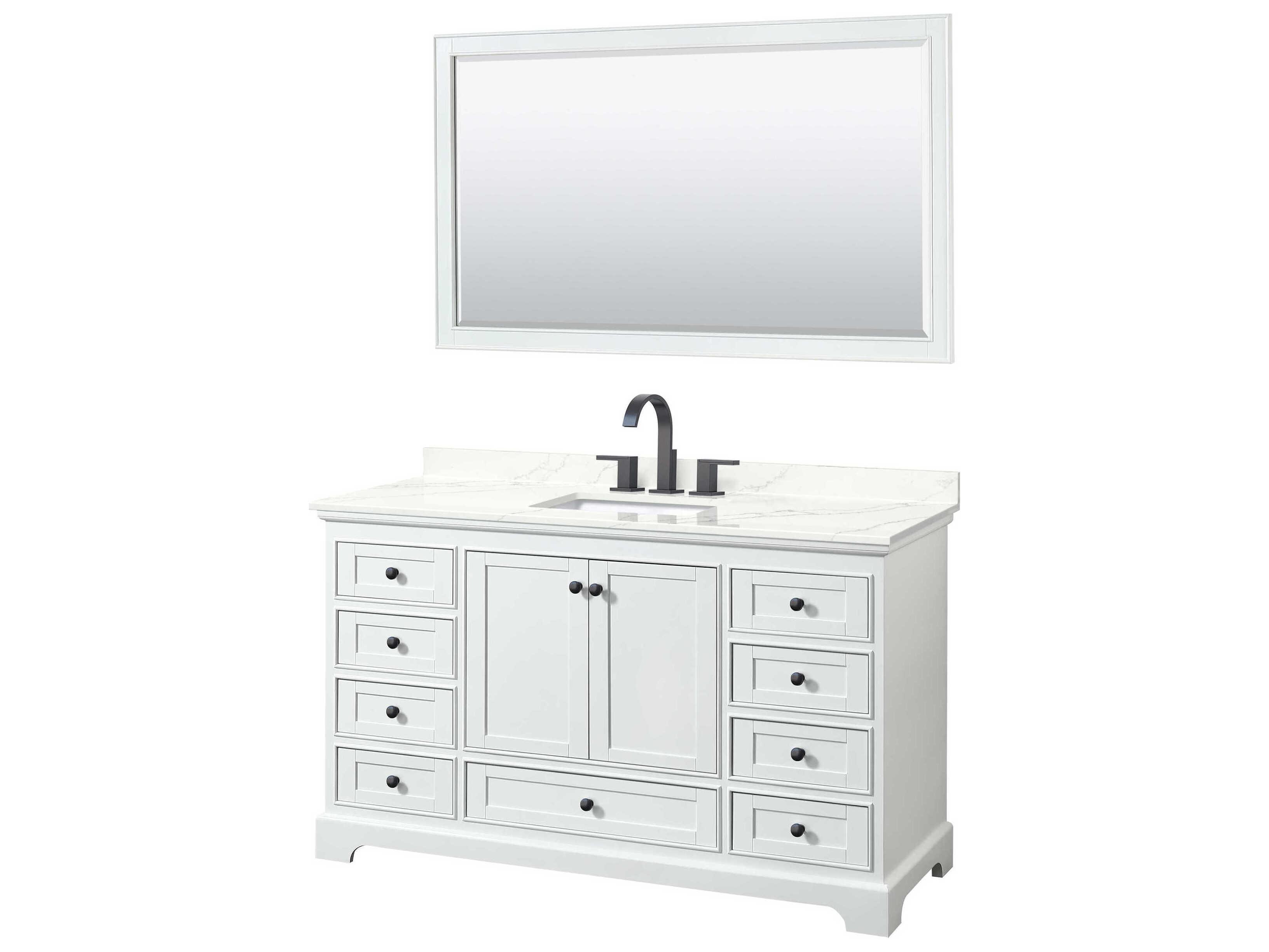 Wyndham Collection Deborah 60" White Vanity with 58" Mirror