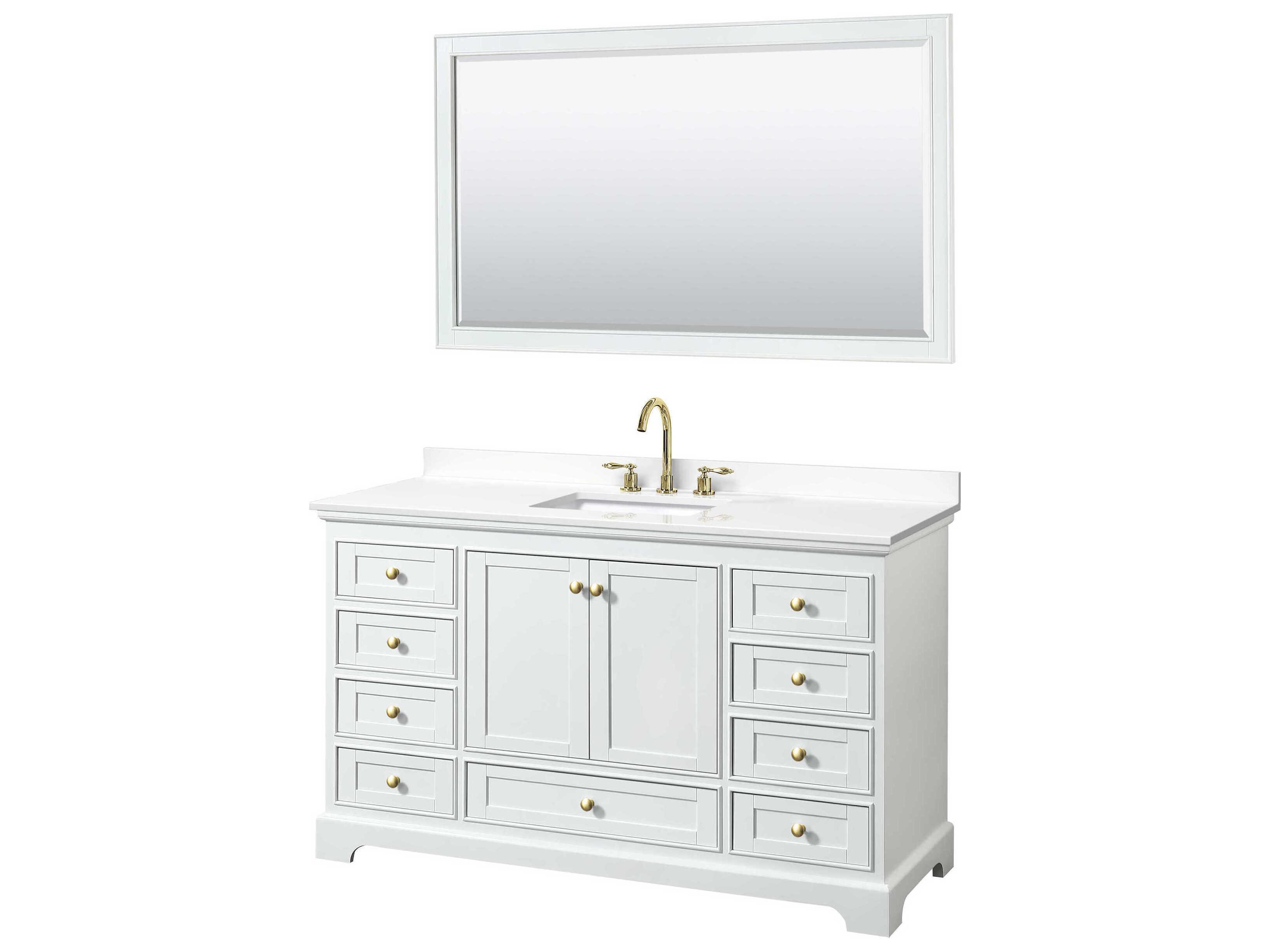 Wyndham Collection Deborah 60" White Vanity with 58" Mirror