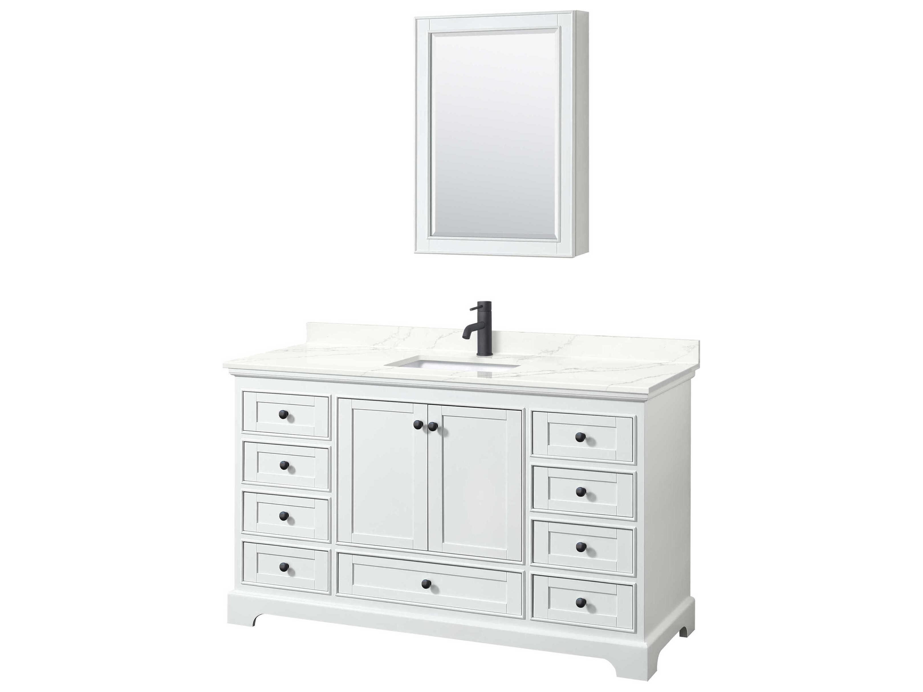 Wyndham Collection Deborah 60" White Vanity with Medicine Cabinet