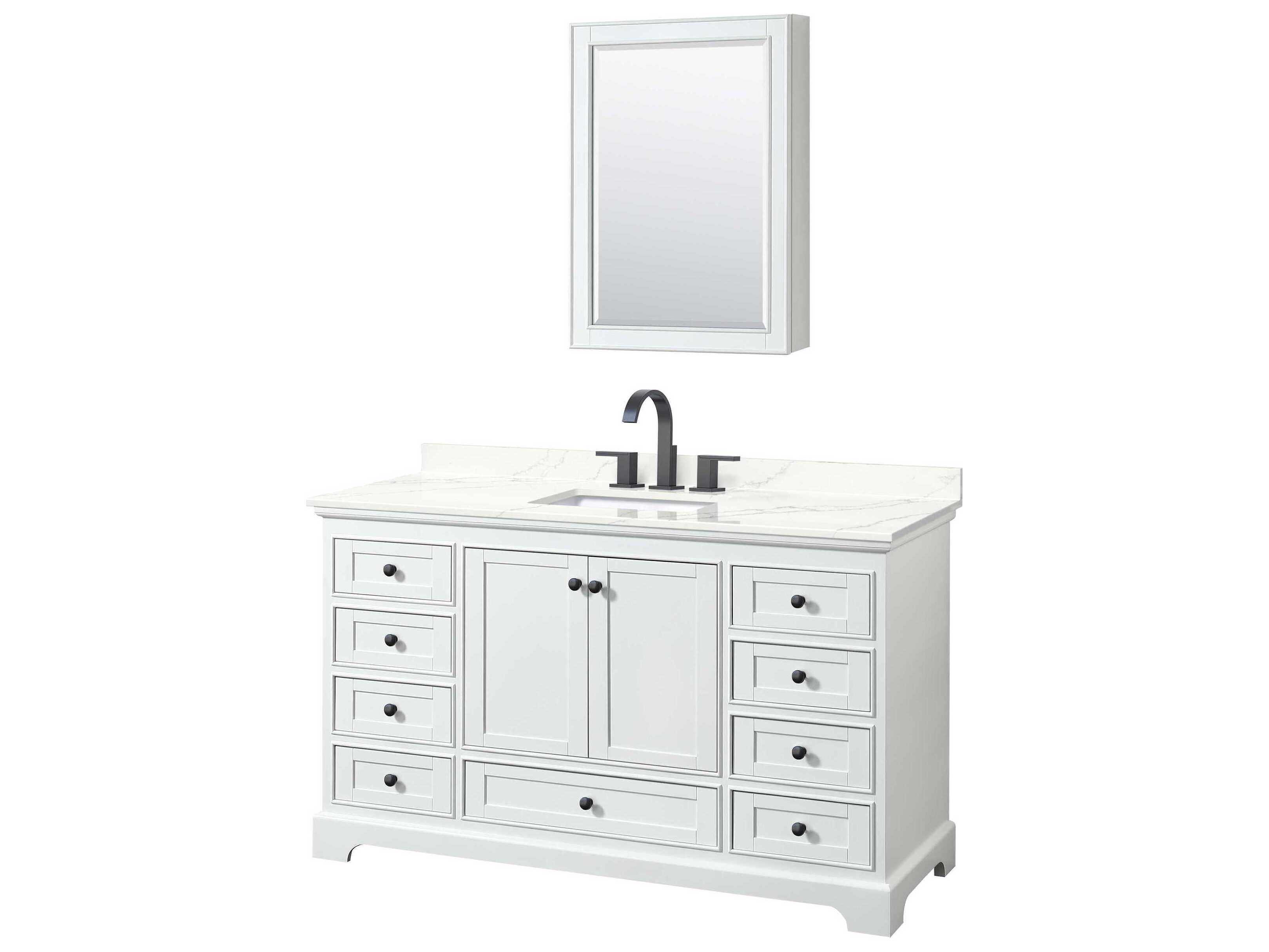 Wyndham Collection Deborah 60" White Vanity with Medicine Cabinet