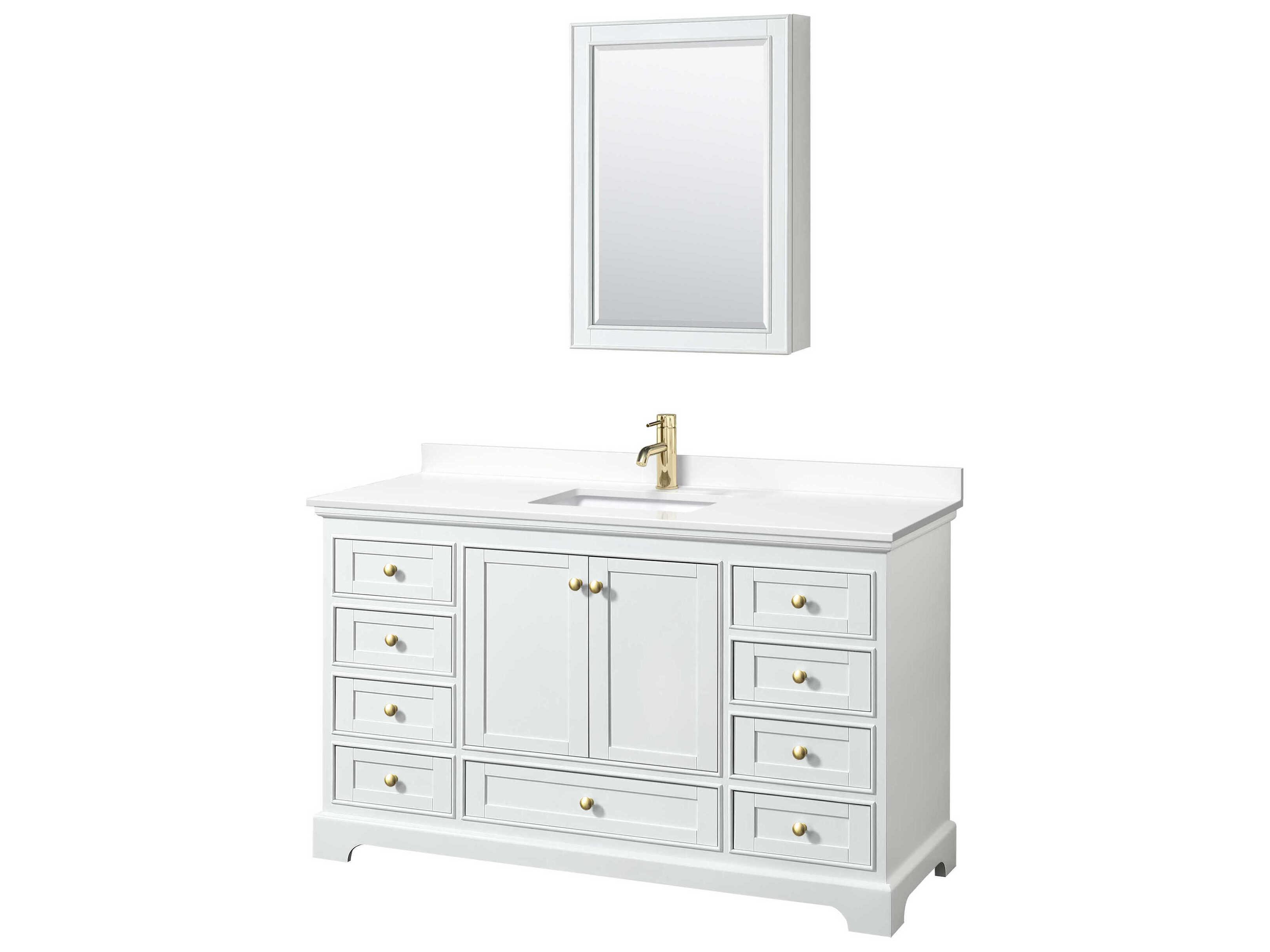 Wyndham Collection Deborah 60" White Vanity with Medicine Cabinet