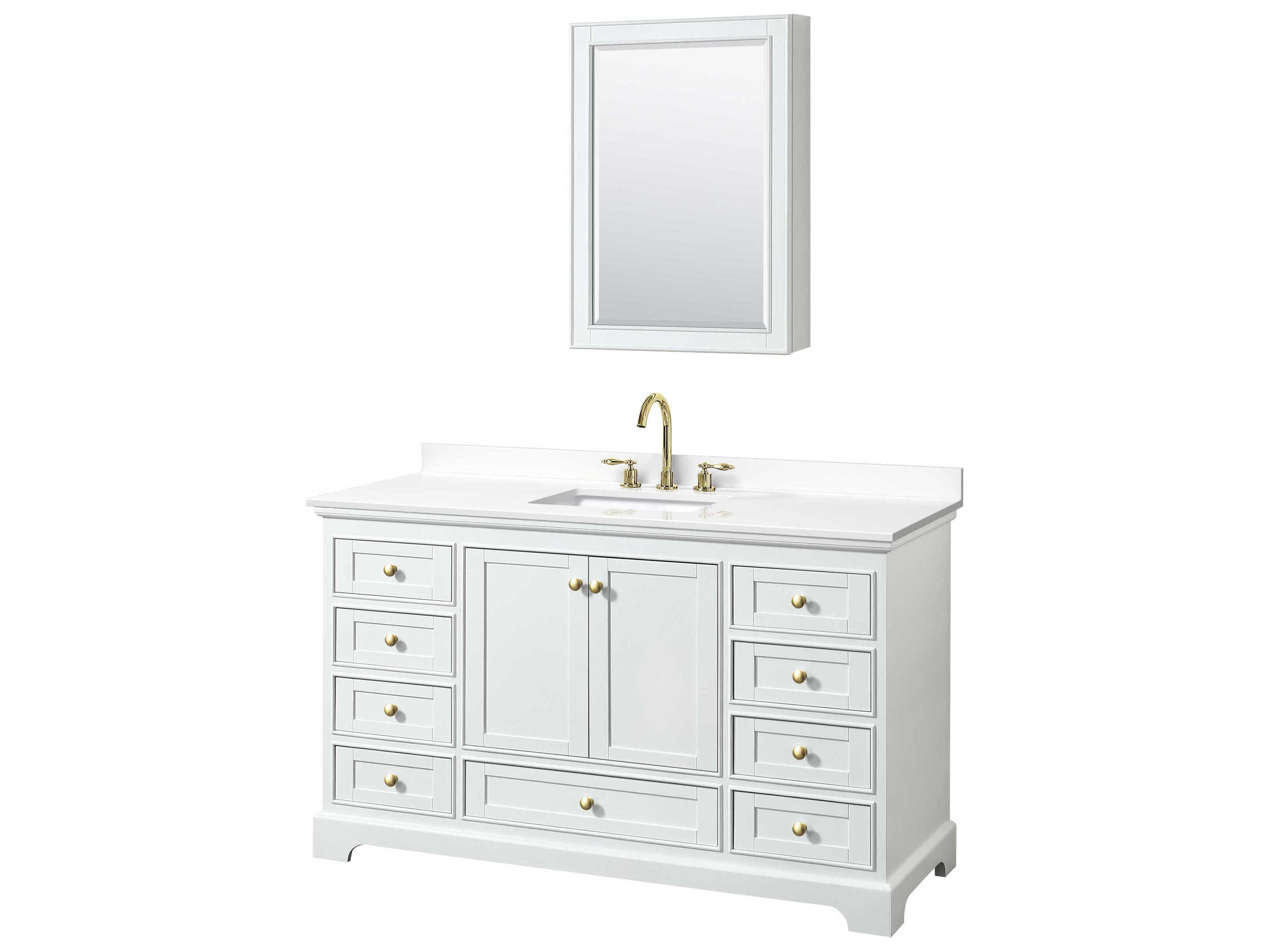 Wyndham Collection Deborah 60" White Vanity with Medicine Cabinet