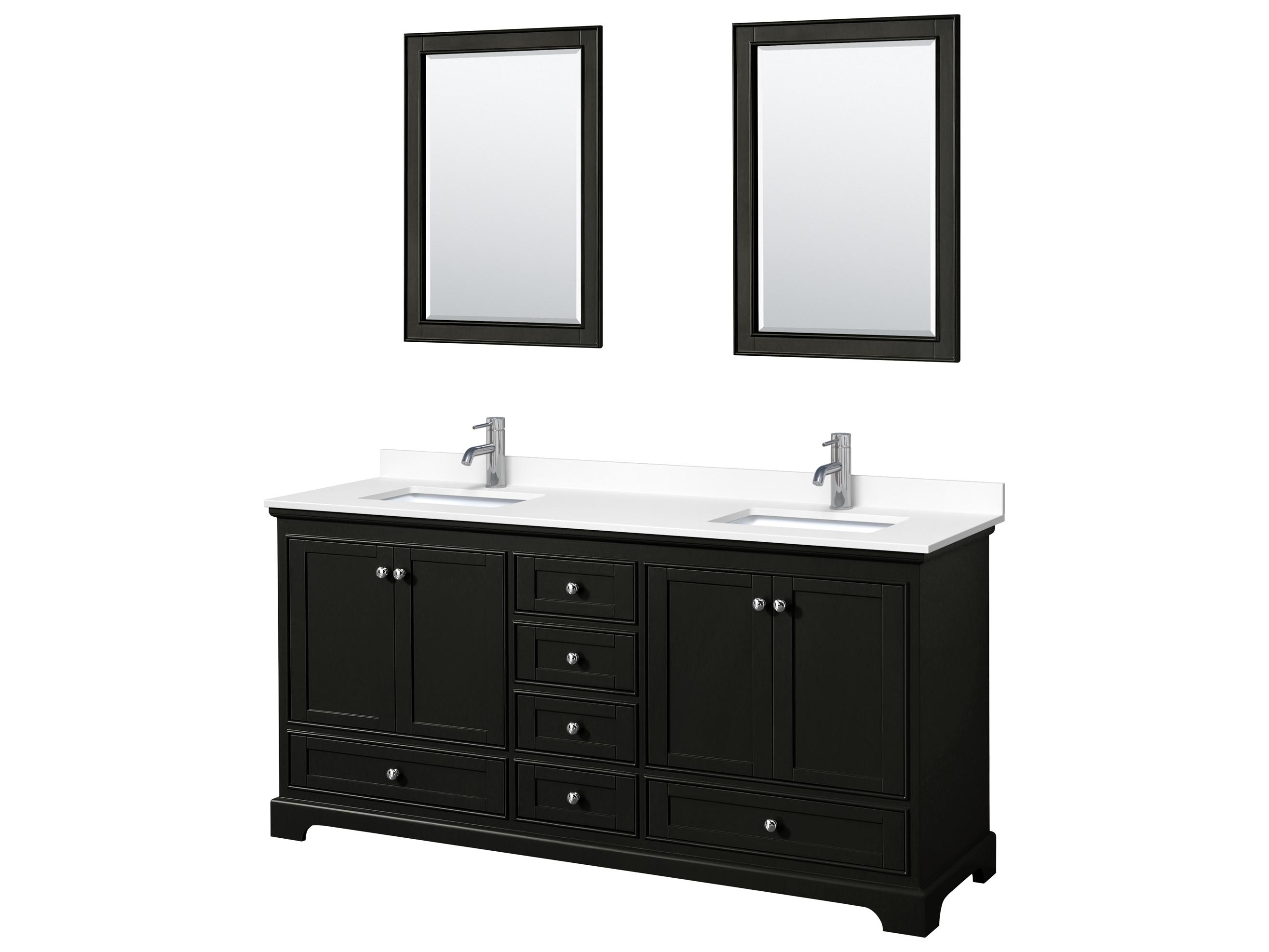 Wyndham Collection Deborah 72" Dark Espresso Vanity with 24" Mirror