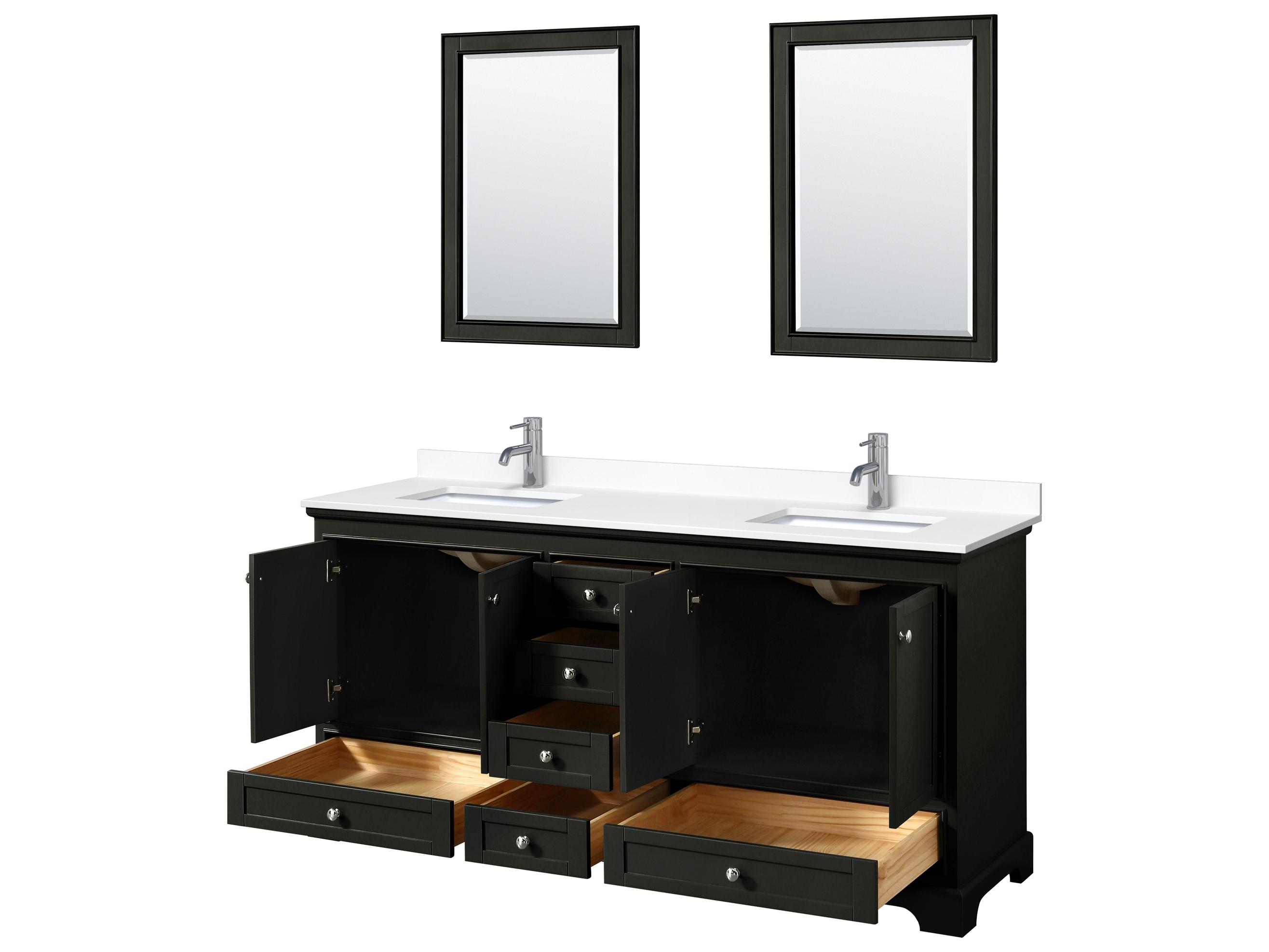 Wyndham Collection Deborah 72" Dark Espresso Vanity with 24" Mirror