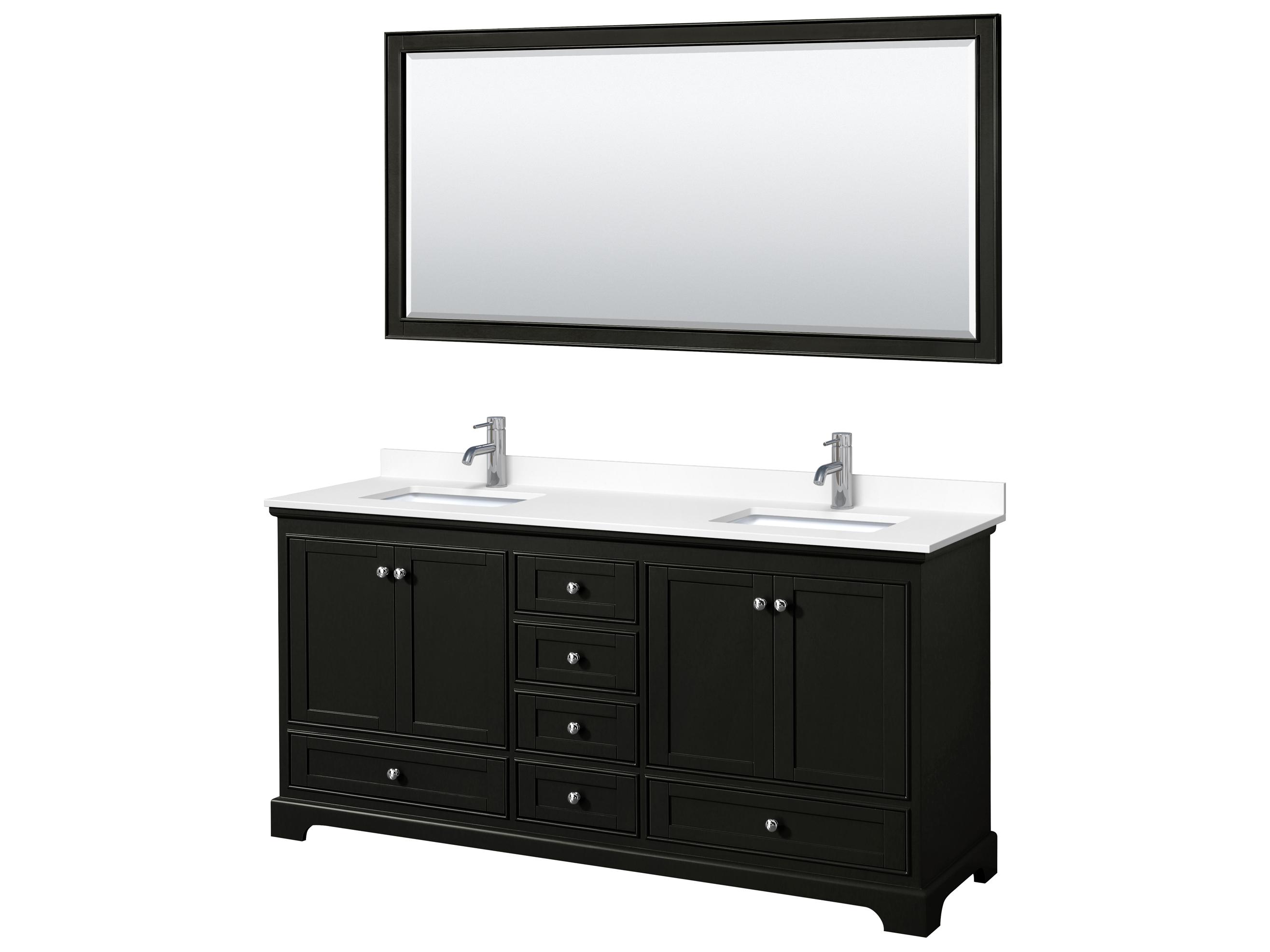 Wyndham Collection Deborah 72" Dark Espresso Vanity with 70" Mirror