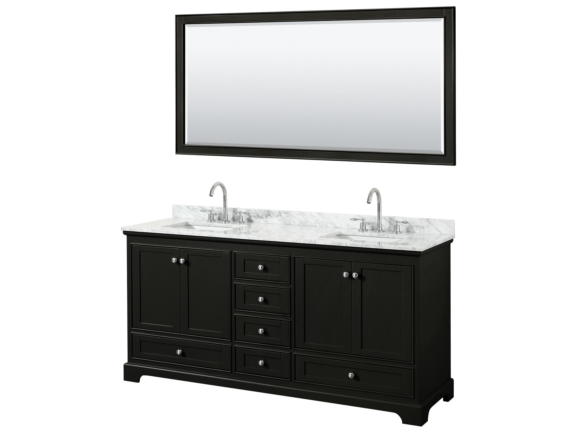 Wyndham Collection Deborah 72" Dark Espresso Vanity with 70" Mirror