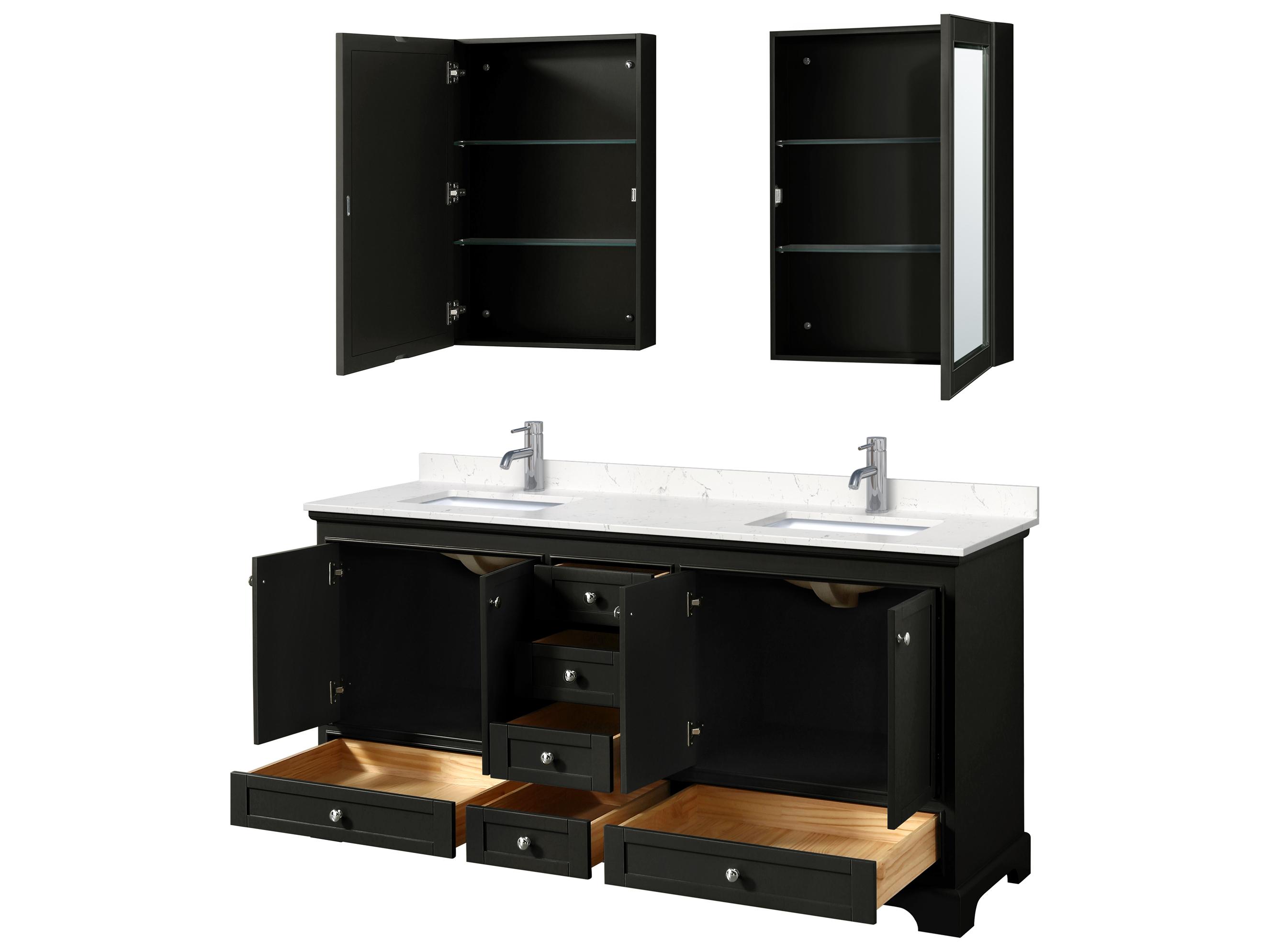 Wyndham Collection Deborah 72" Dark Espresso Vanity with Medicine Cabinet