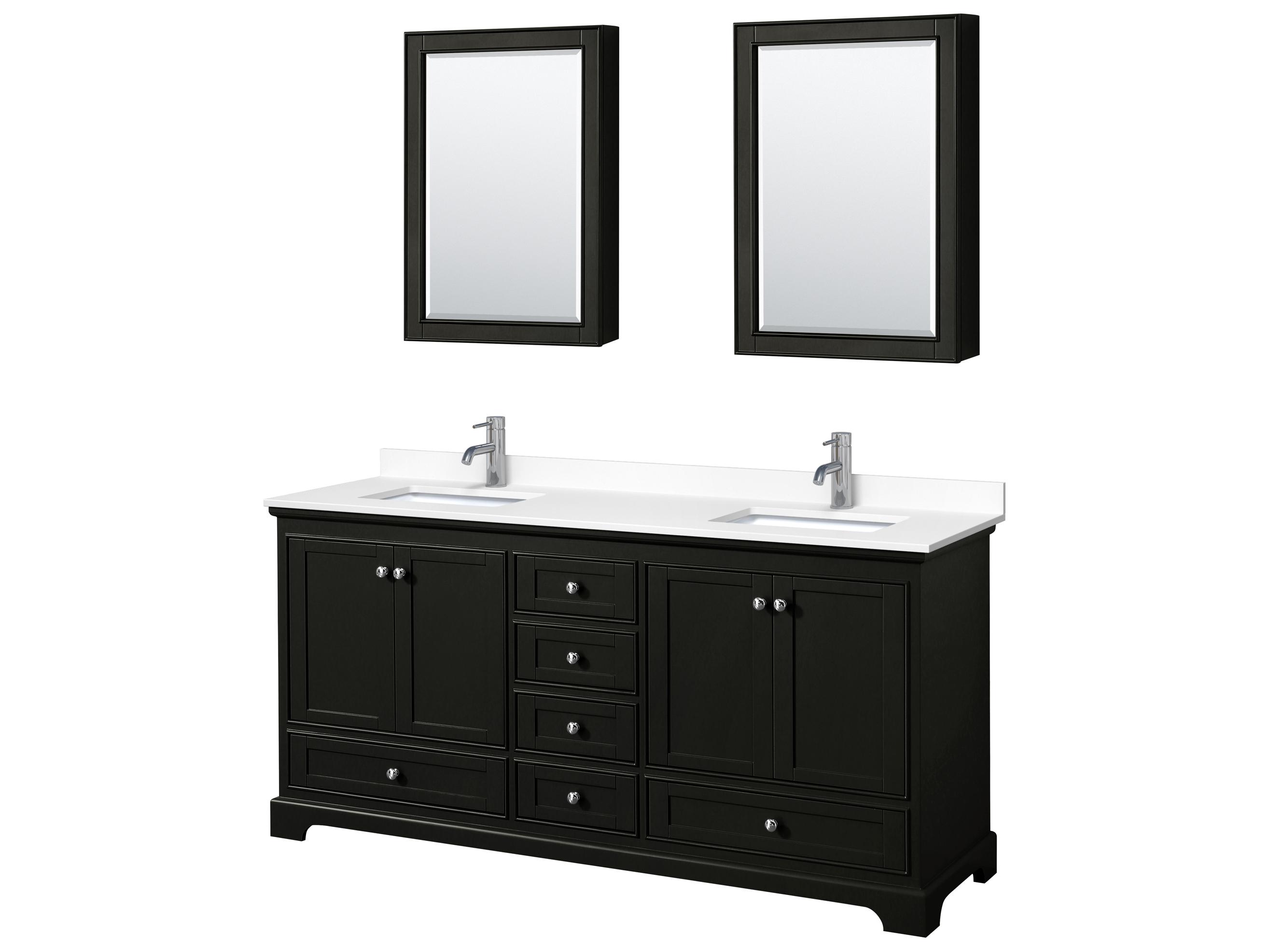 Wyndham Collection Deborah 72" Dark Espresso Vanity with Medicine Cabinet