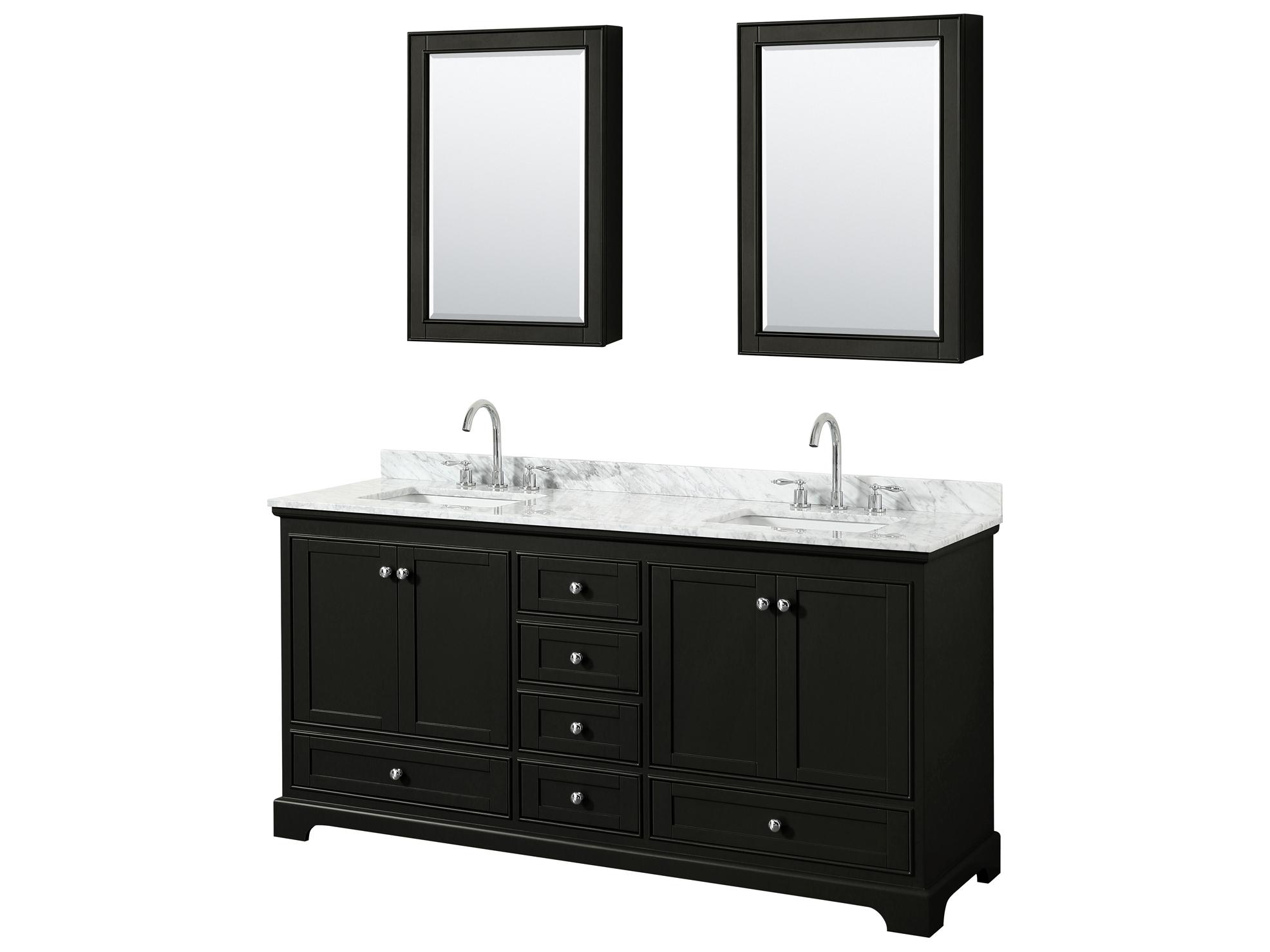 Wyndham Collection Deborah 72" Dark Espresso Vanity with Medicine Cabinet