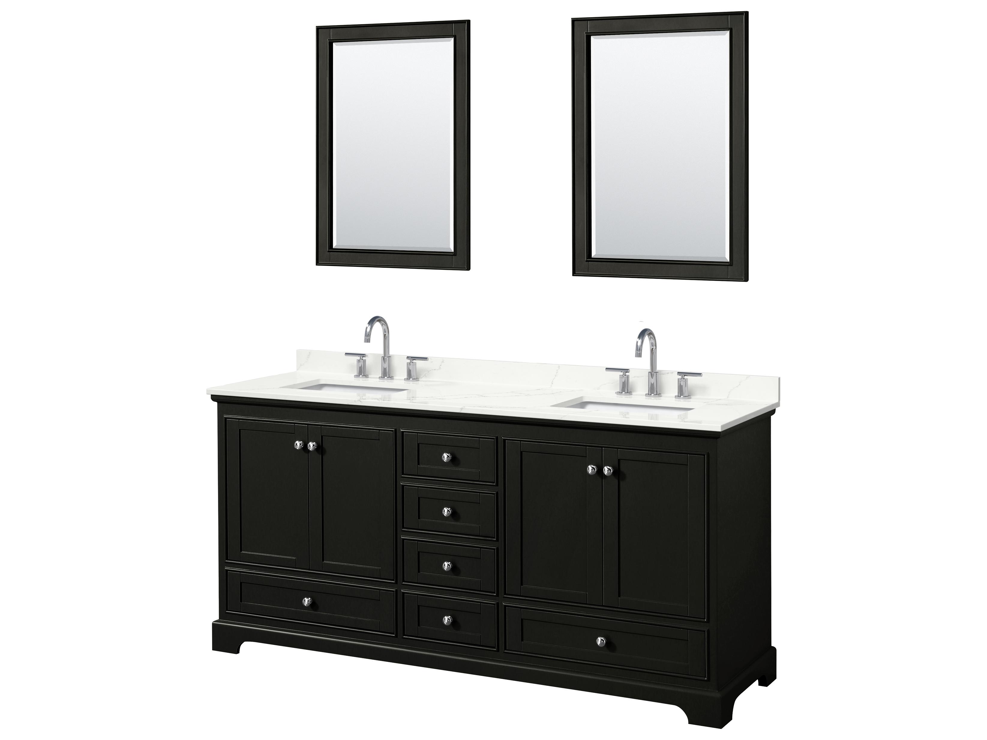 Wyndham Collection Deborah 72" Dark Espresso Vanity with 24" Mirror