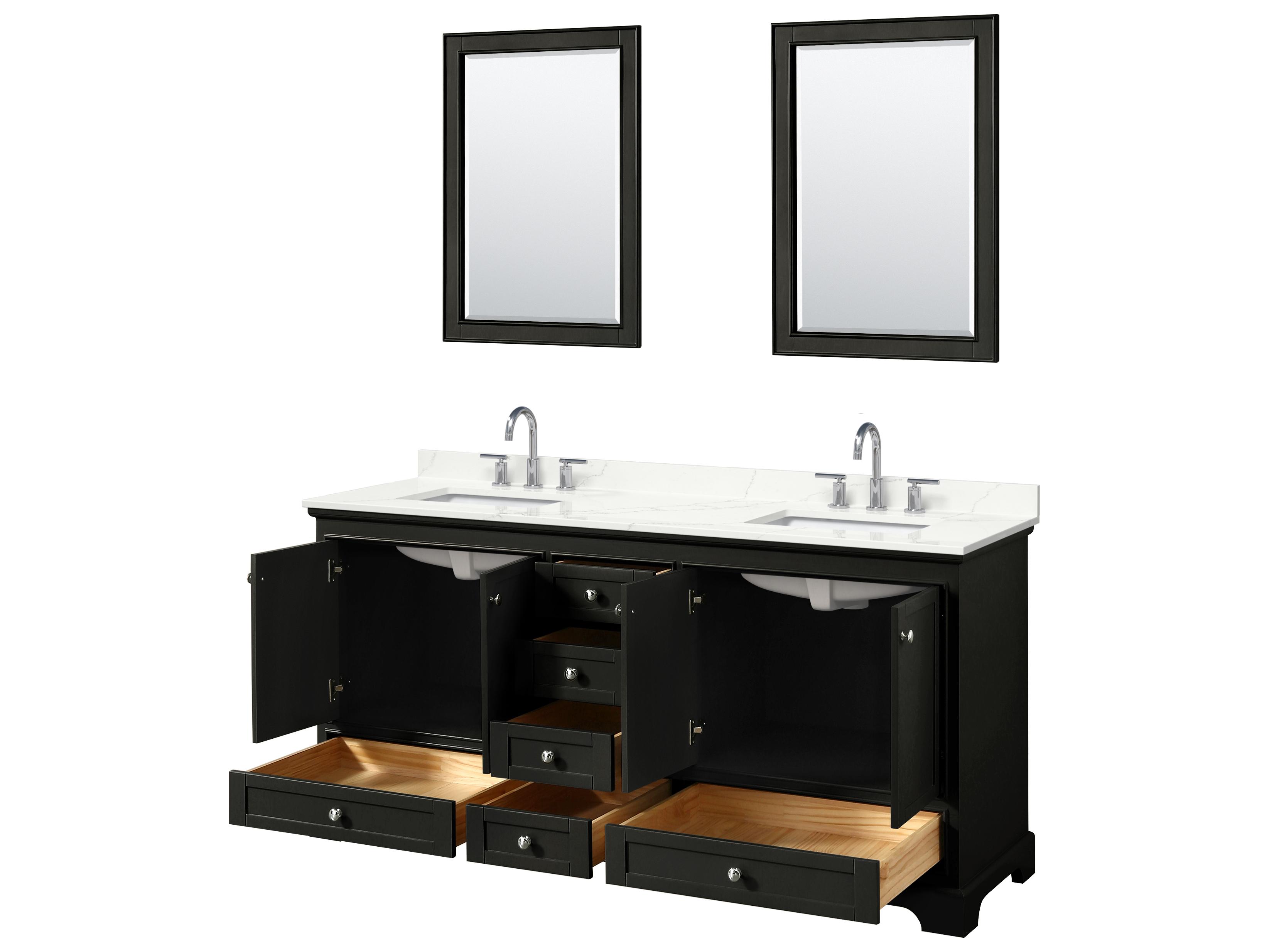 Wyndham Collection Deborah 72" Dark Espresso Vanity with 24" Mirror