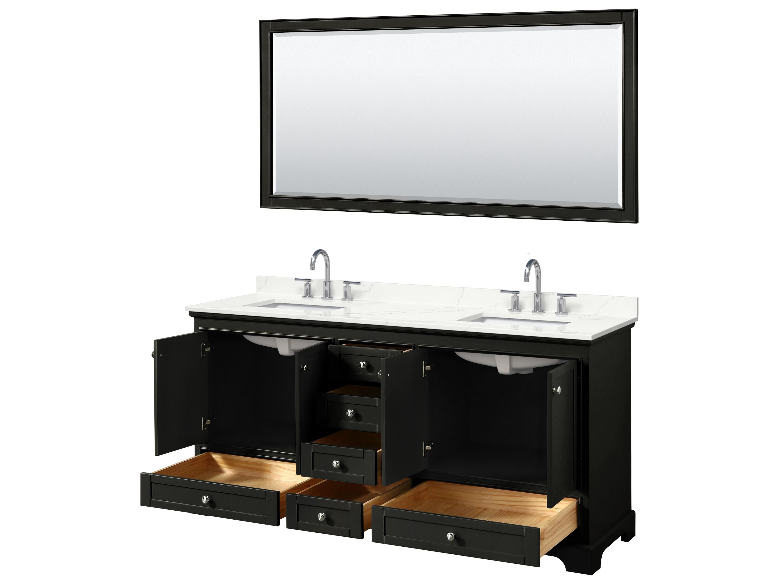 Wyndham Collection Deborah 72" Dark Espresso Vanity with 70" Mirror
