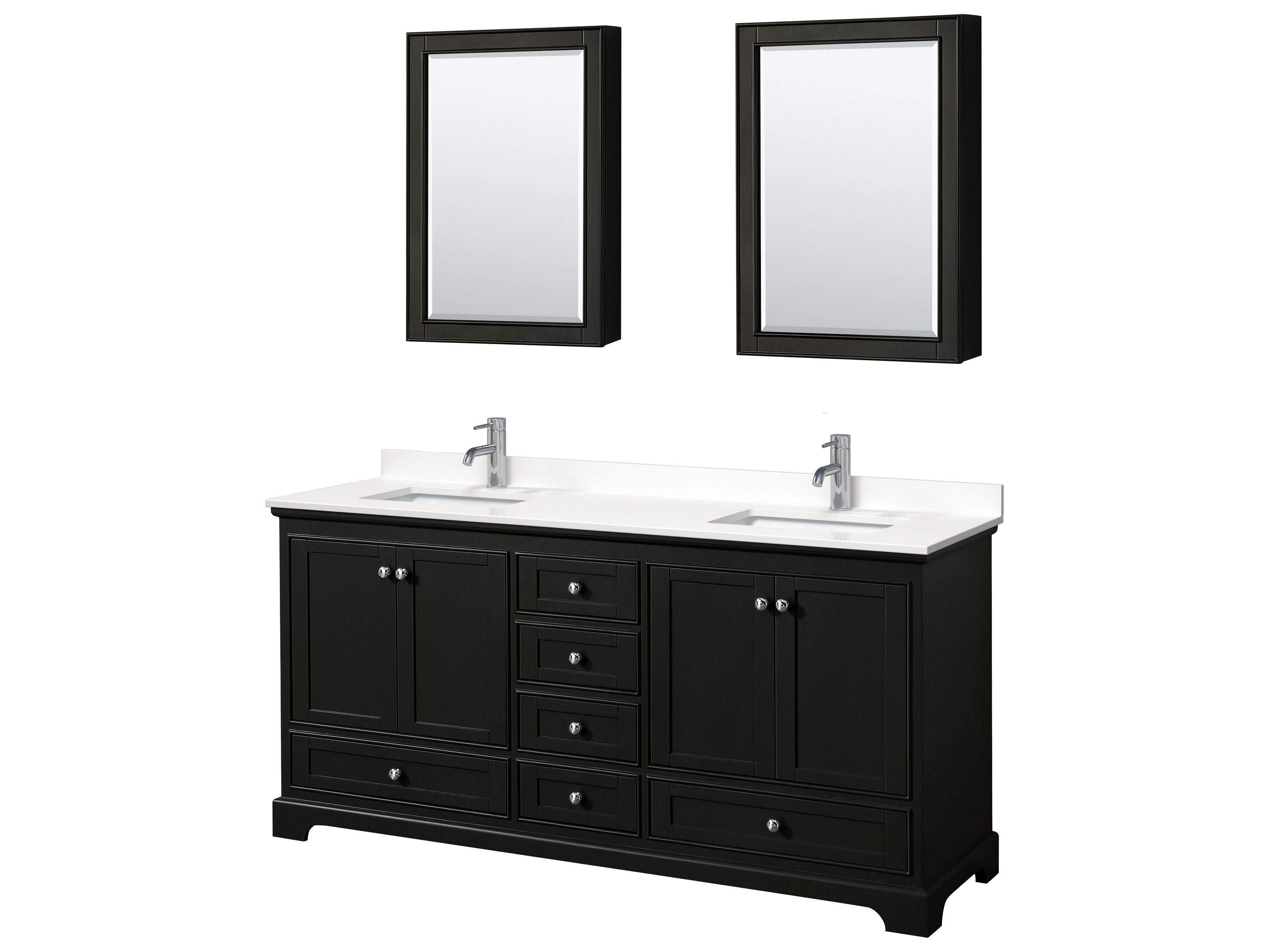 Wyndham Collection Deborah 72" Dark Espresso Vanity with Medicine Cabinet