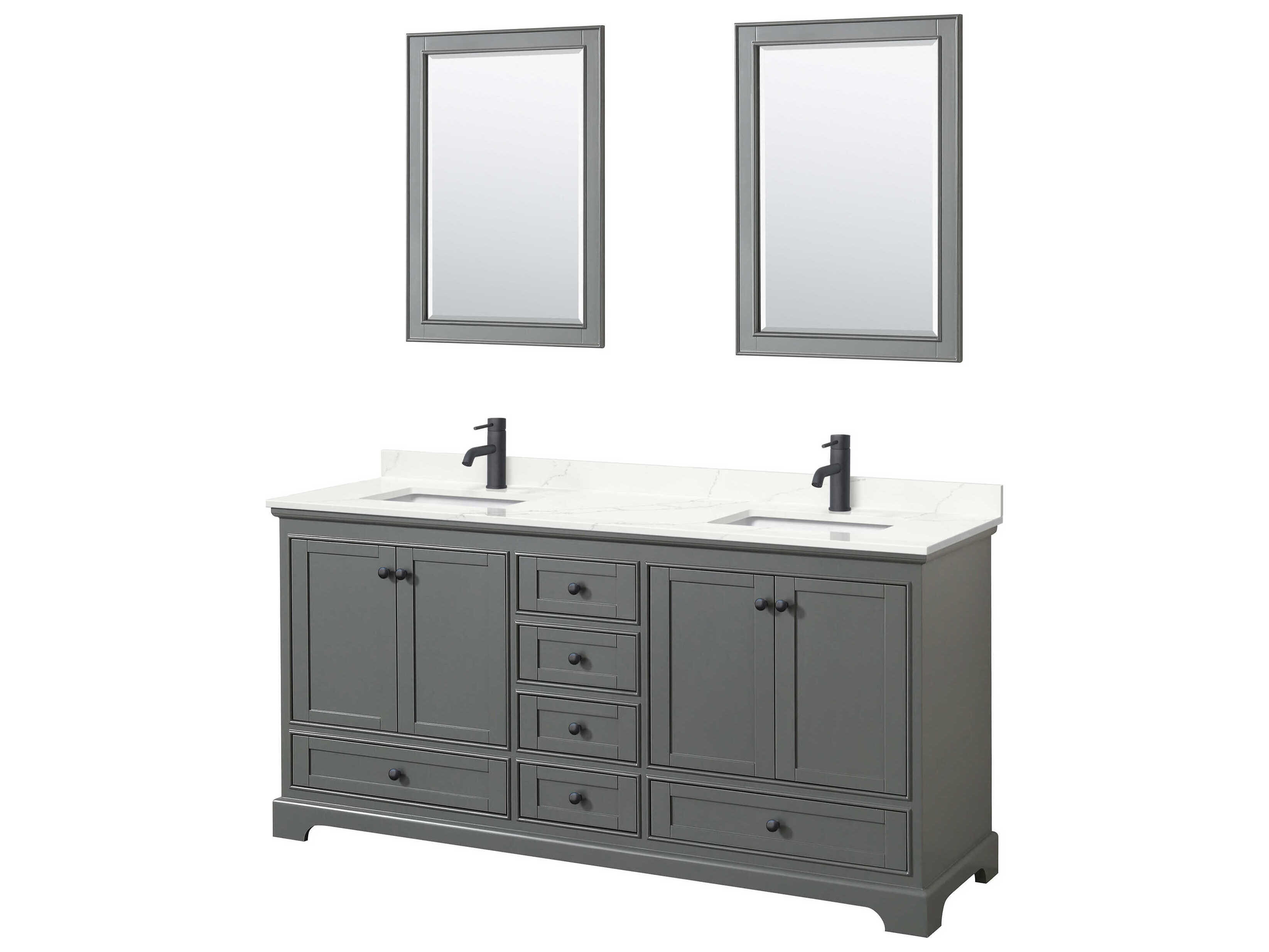 Wyndham Collection Deborah 72" Dark Gray Vanity with 24" Mirror