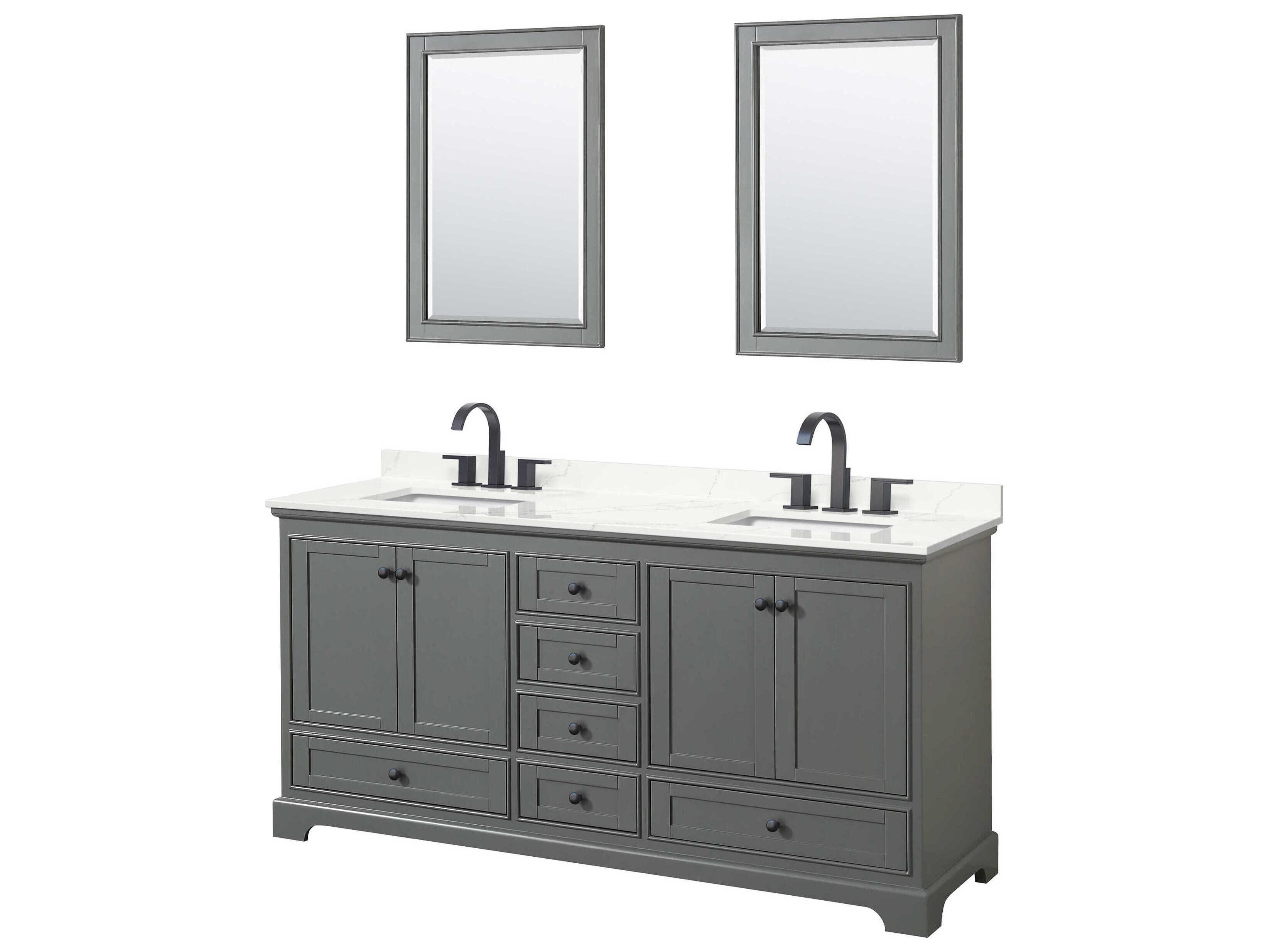 Wyndham Collection Deborah 72" Dark Gray Vanity with 24" Mirror
