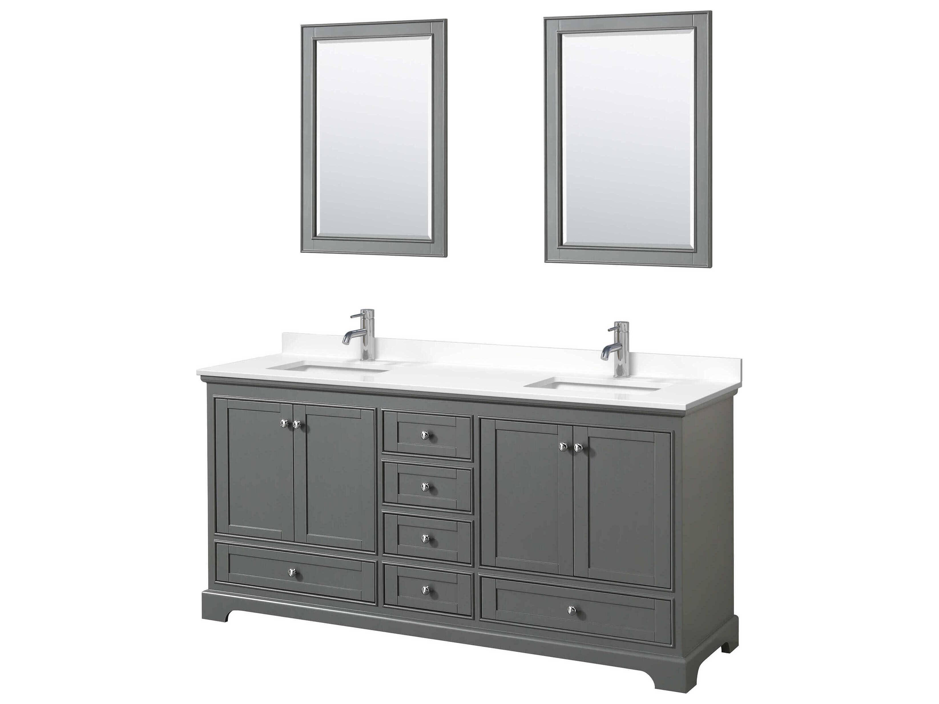 Wyndham Collection Deborah 72" Dark Gray Vanity with 24" Mirror