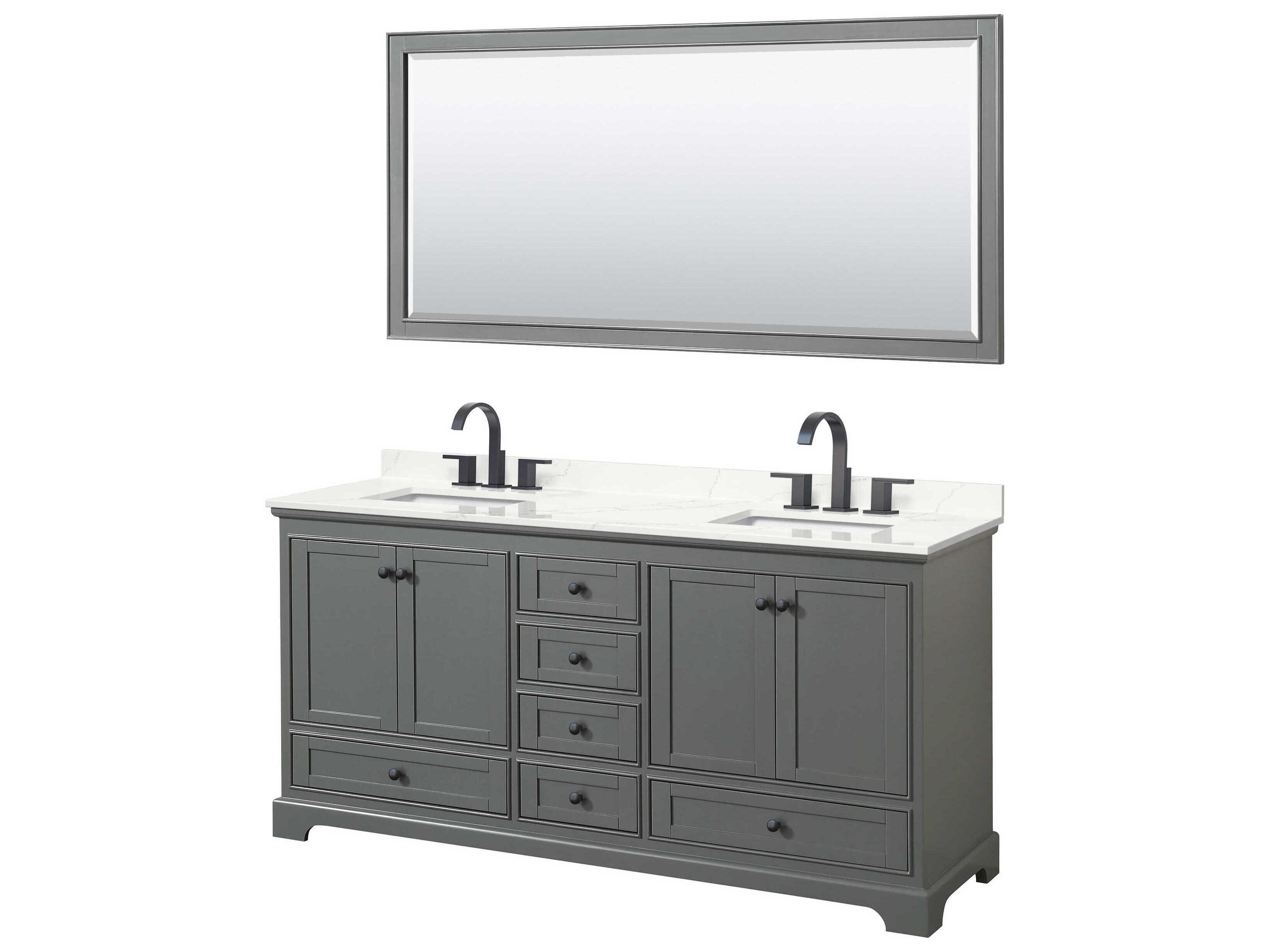 Wyndham Collection Deborah 72" Dark Gray Vanity with 70" Mirror