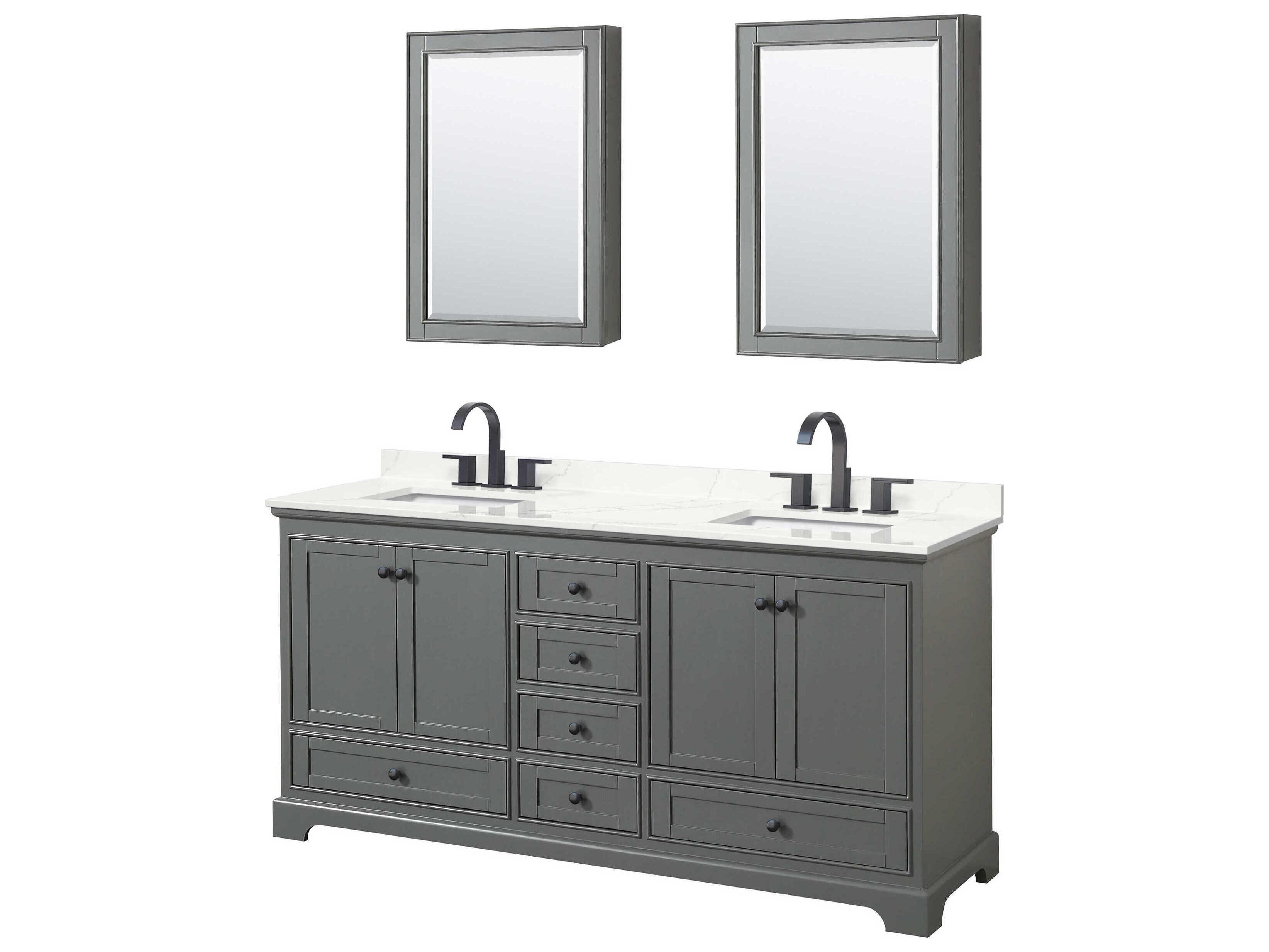 Wyndham Collection Deborah 72" Dark Gray Vanity with Medicine Cabinet