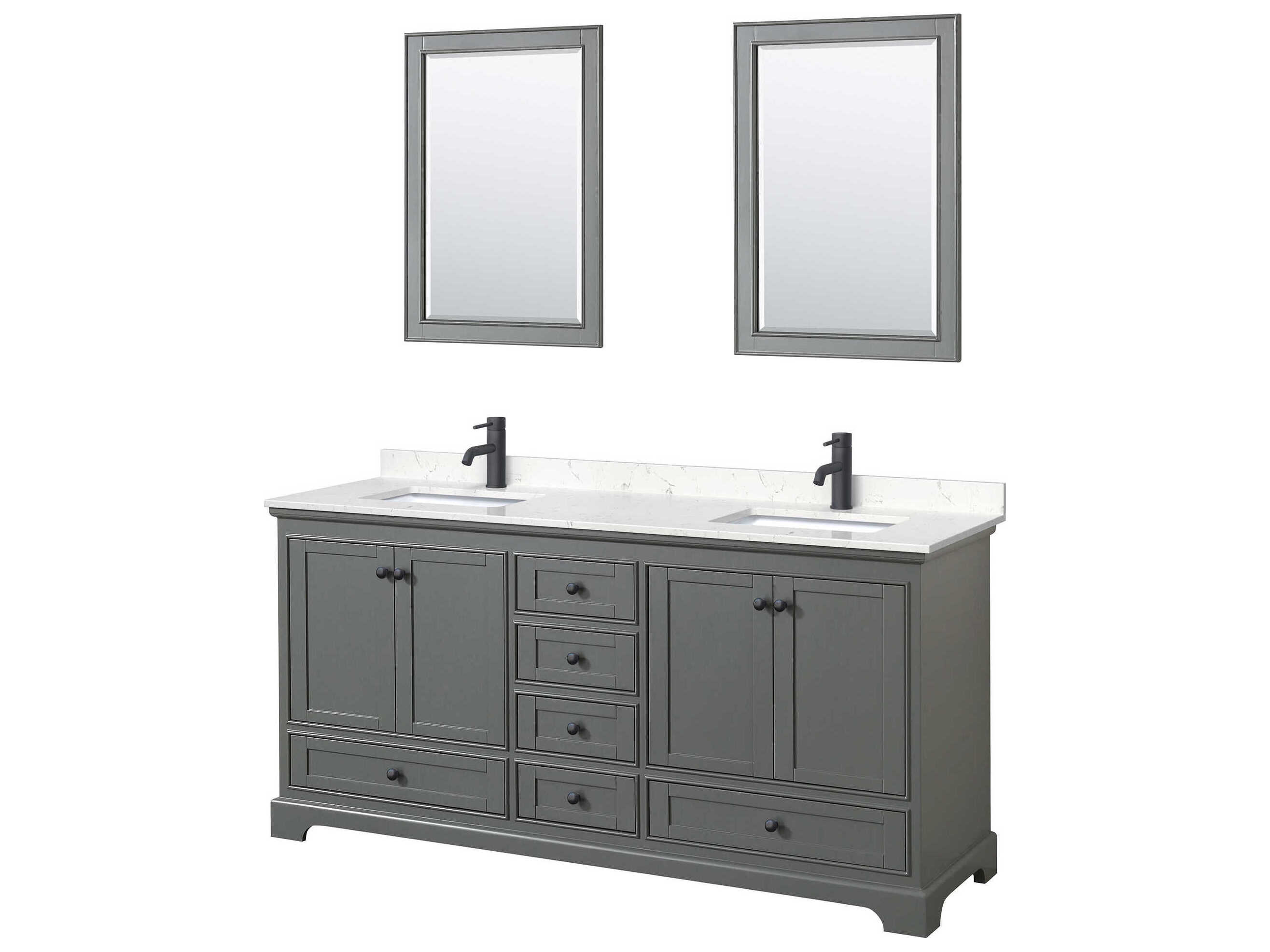 Wyndham Collection Deborah 72" Dark Gray Vanity with 24" Mirror