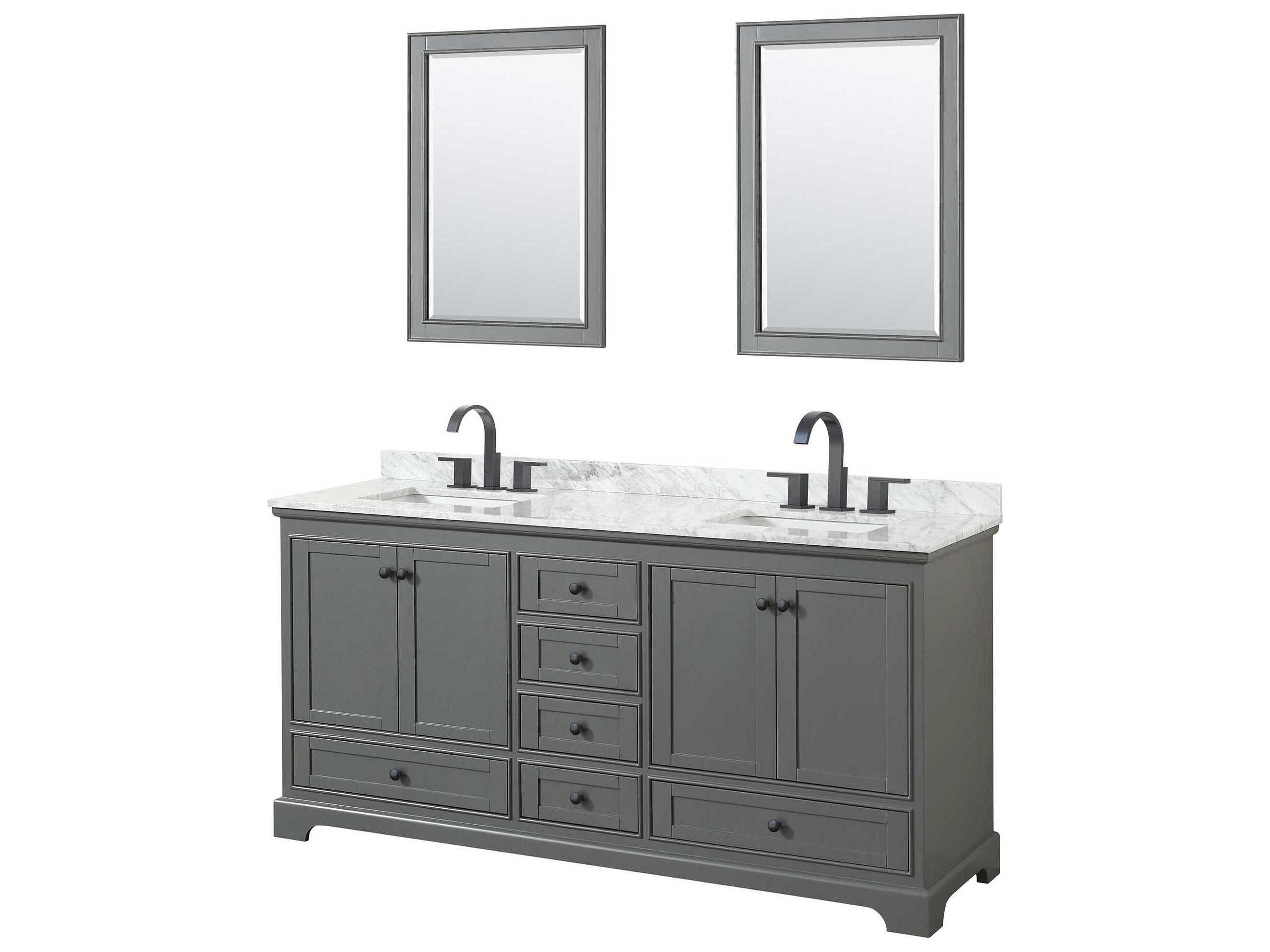 Wyndham Collection Deborah 72" Dark Gray Vanity with 24" Mirror