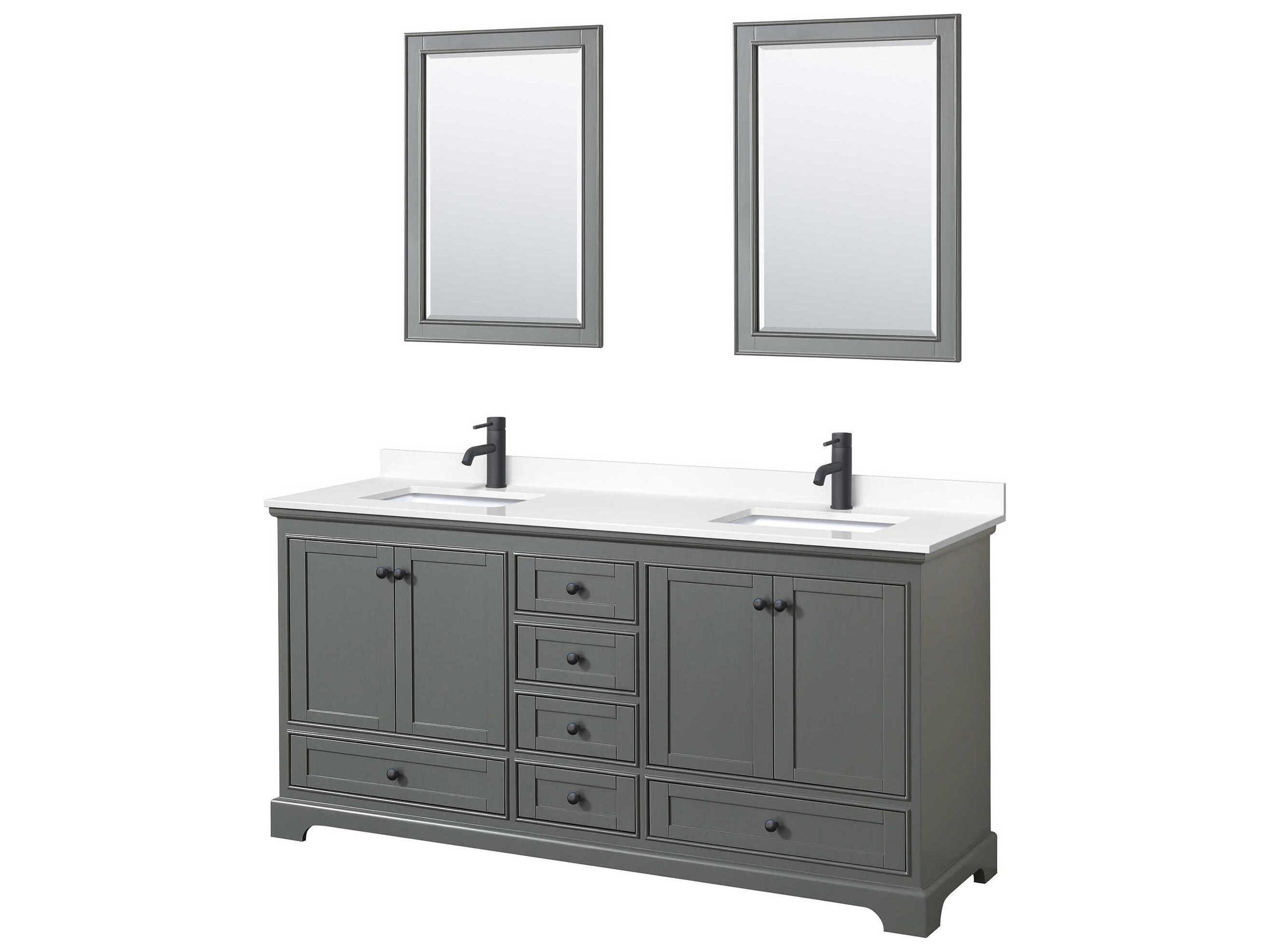 Wyndham Collection Deborah 72" Dark Gray Vanity with 24" Mirror