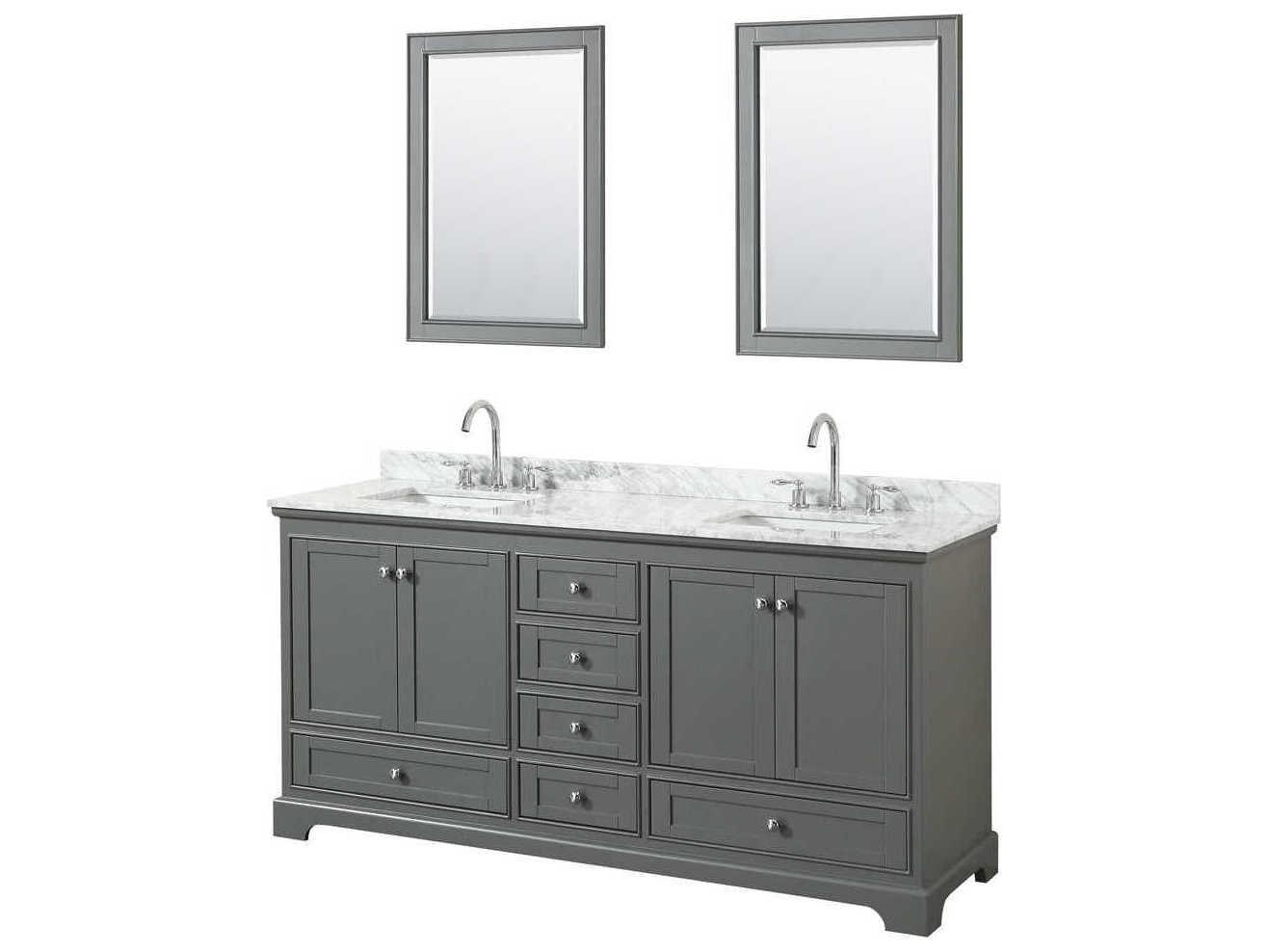 Wyndham Collection Deborah 72" Dark Gray Vanity with 24" Mirror